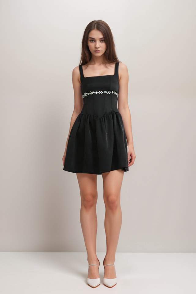 Delia Embellished Flared Dress for Women - Elegant Party & Evening Wear - Perfect for Weddings, Prom & Special Occasions