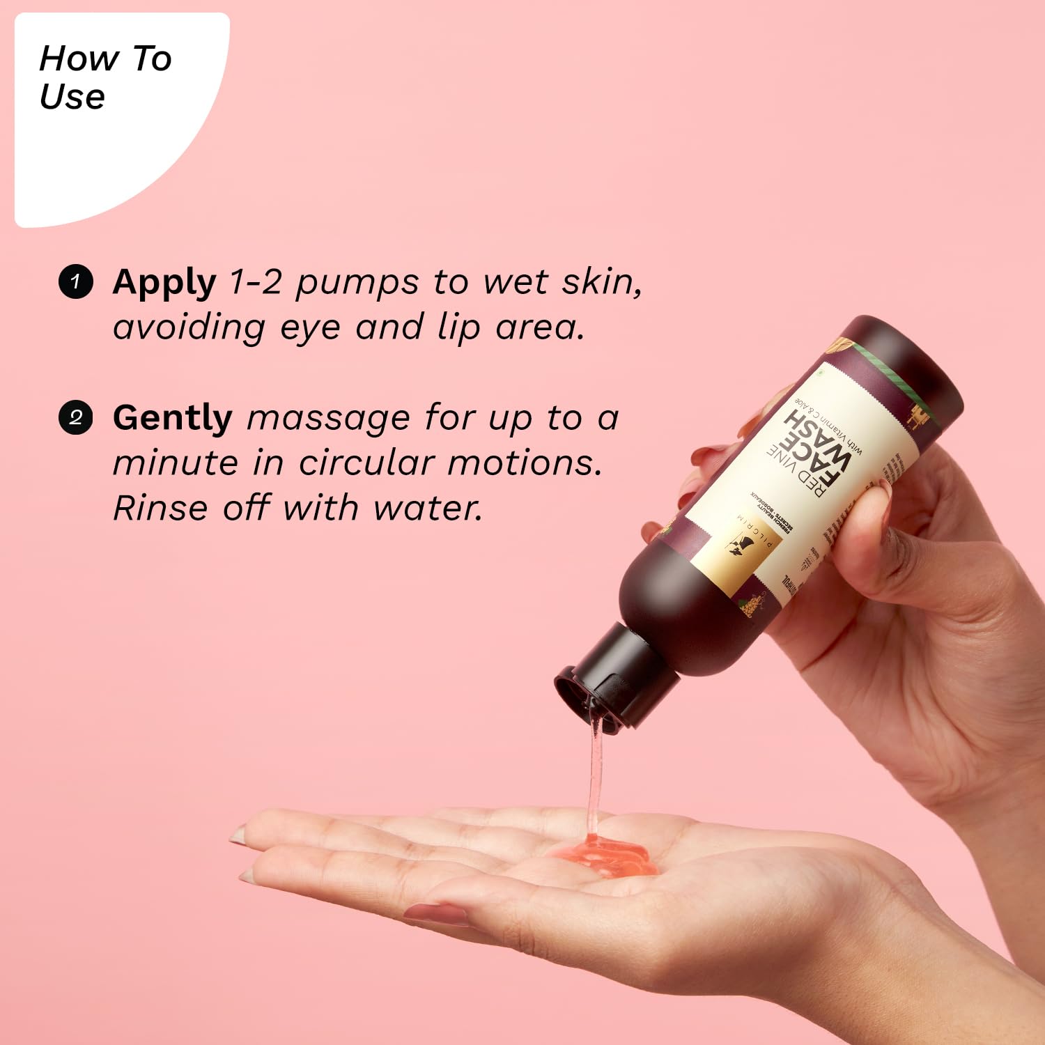 Pilgrim French Red Vine Vitamin C Face Wash with Aloe Vera - Anti-Aging & Dark Spot Treatment for Dry Skin | Gentle Daily Cleanser for Men & Women | 100ml | Perfect for Morning & Night Skincare Routine