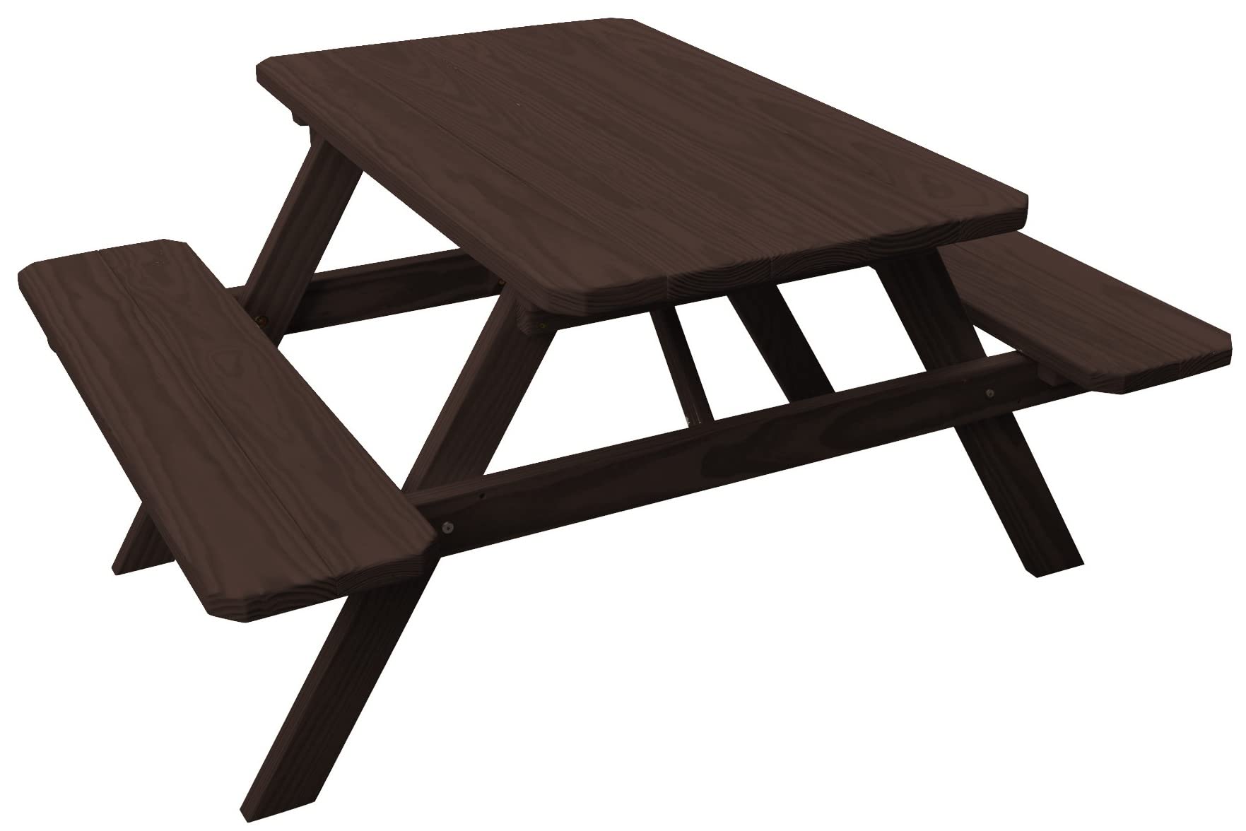 Furniture Barn USA 4 Foot Pine Wood Dining Table with Attached Benches - Walnut Stain Finish | Perfect for Kitchen, Dining Room & Small Space Gatherings