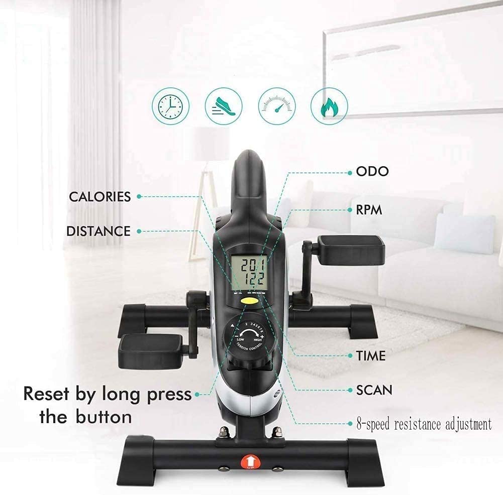 Portable Magnetic Mini Exercise Bike - Arm & Leg Pedal Exerciser for Home & Office Workout, Compact Desk Bike for Indoor Fitness, Black/White - Perfect for Under Desk Cycling & Physical Therapy