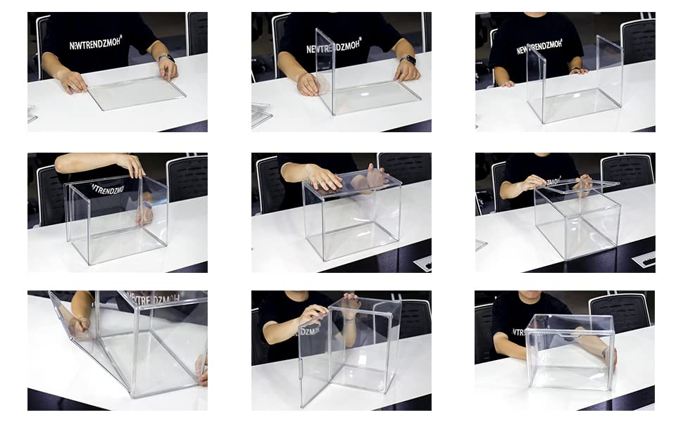 9-Pack Clear Acrylic Purse Organizer with Magnetic Door - Stackable Handbag Storage Box with Dustproof Lid for Closet, Books, Toys, Shoes & Cosmetics | Perfect for Displaying Collectibles & Organizing Small Items in Bedroom, Office or Retail Store