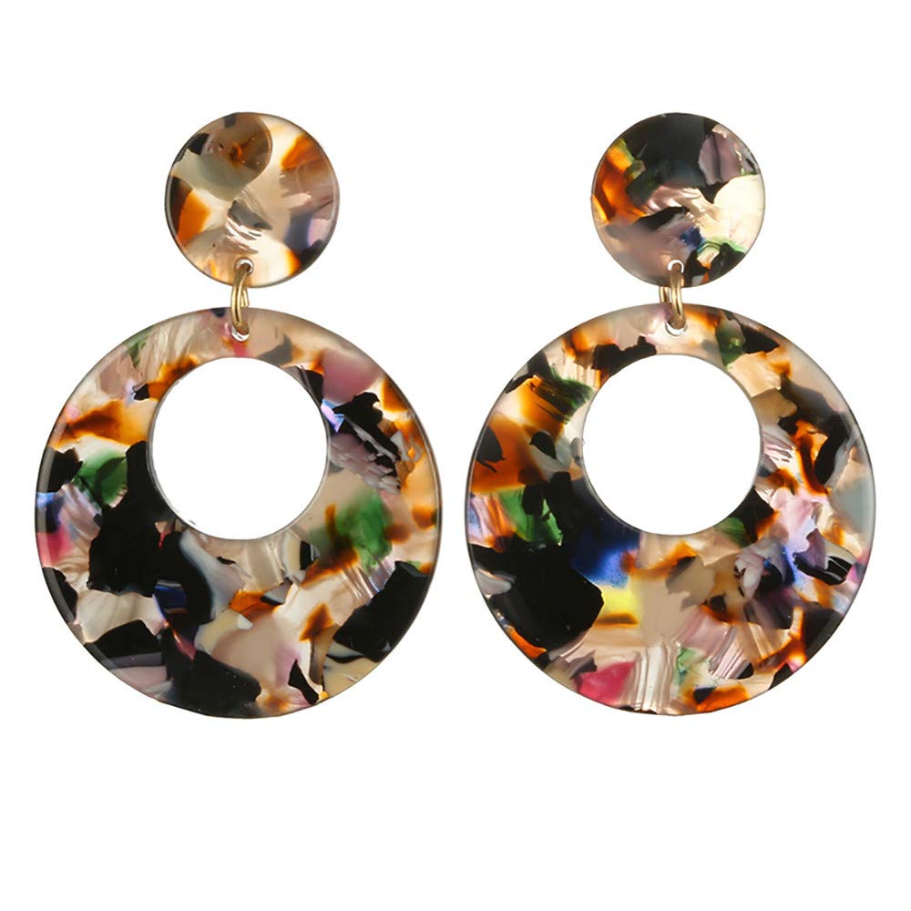 Stylish Acrylic Stud Earrings for Women - Fashionable Round Multicolor Small Earrings | Perfect for Everyday Wear, Parties & Gifts (One Size)