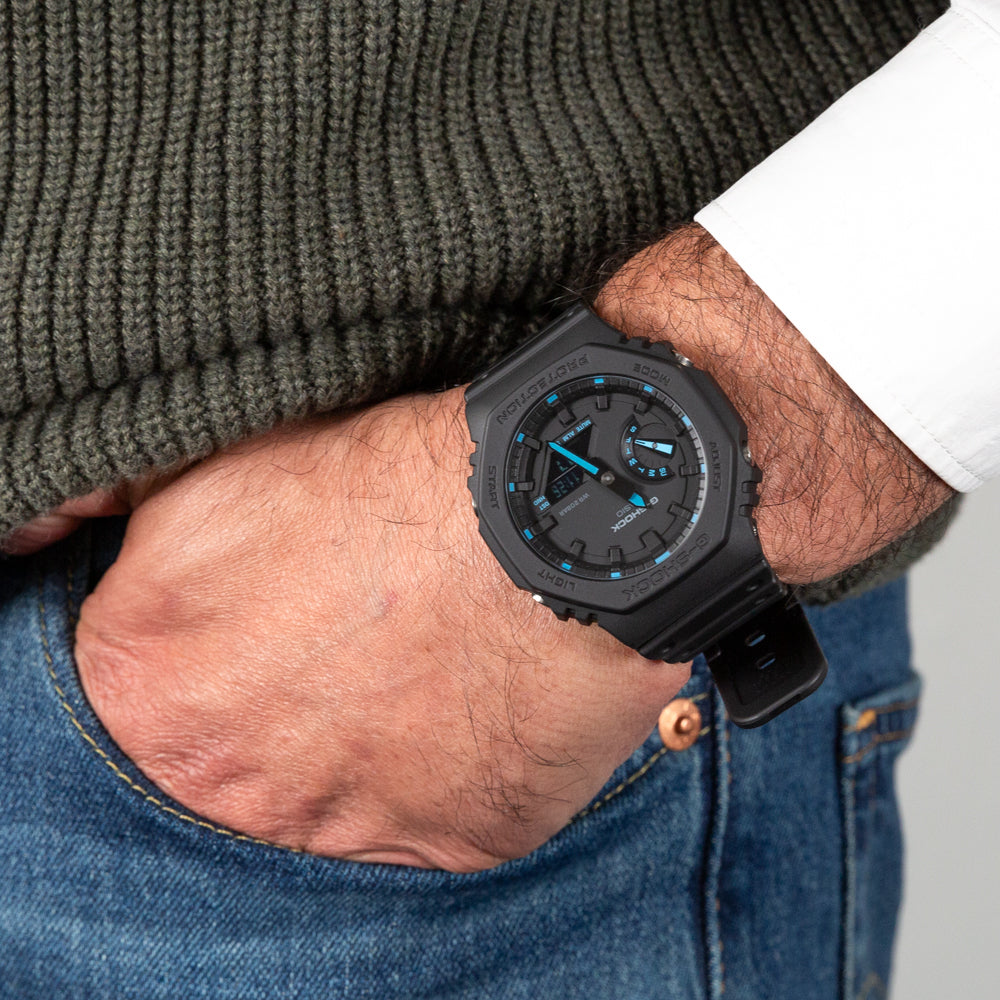 G Shock GA2100 1A2 Neon Accent Series 'CasiOak' Digital Analog Watch - Stylish Durable Sports & Outdoor Watch for Men