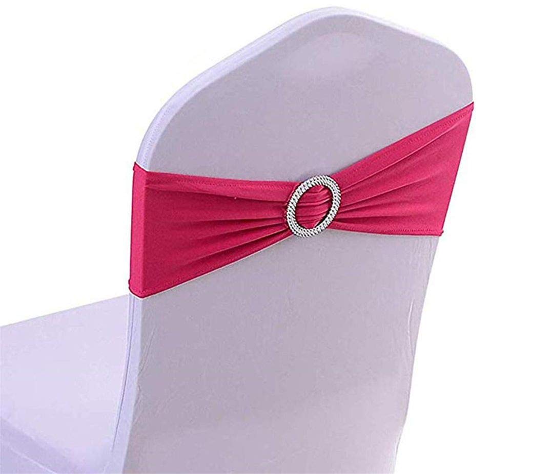 25PCS Elastic Chair Sashes for Wedding Decorations - Adjustable Chair Bands with Buckle in Rose Color - Perfect for Weddings, Parties, Evening Events & Banquet Decor