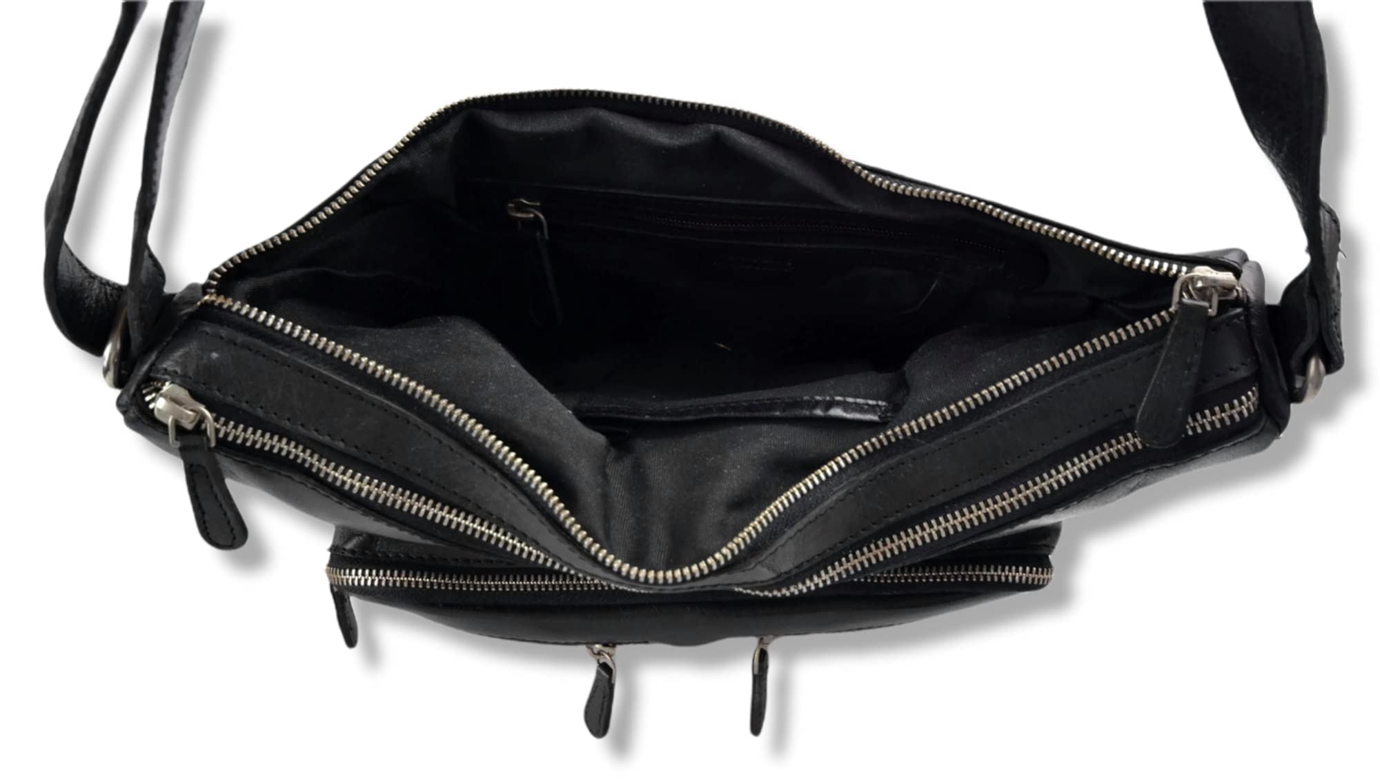 Women's Buffalo Leather Handbag - Black Shoulder Bag, Leather Satchel Purse & Crossbody Bag for Everyday Use, Work & Travel (Black)