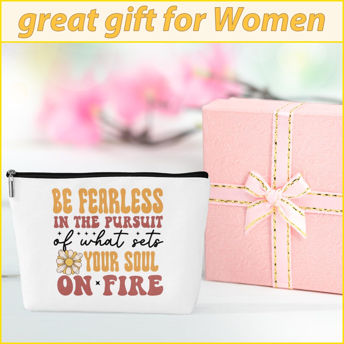 Self Love Motivational Makeup Bag - Inspirational Gifts for Women, Best Friend, Coworker, BFF, Daughter (Mother's Day, Birthday Gifts) - Positive Affirmation Cosmetic Pouch for Daily Encouragement - Perfect for Travel, Gym & Work Essentials