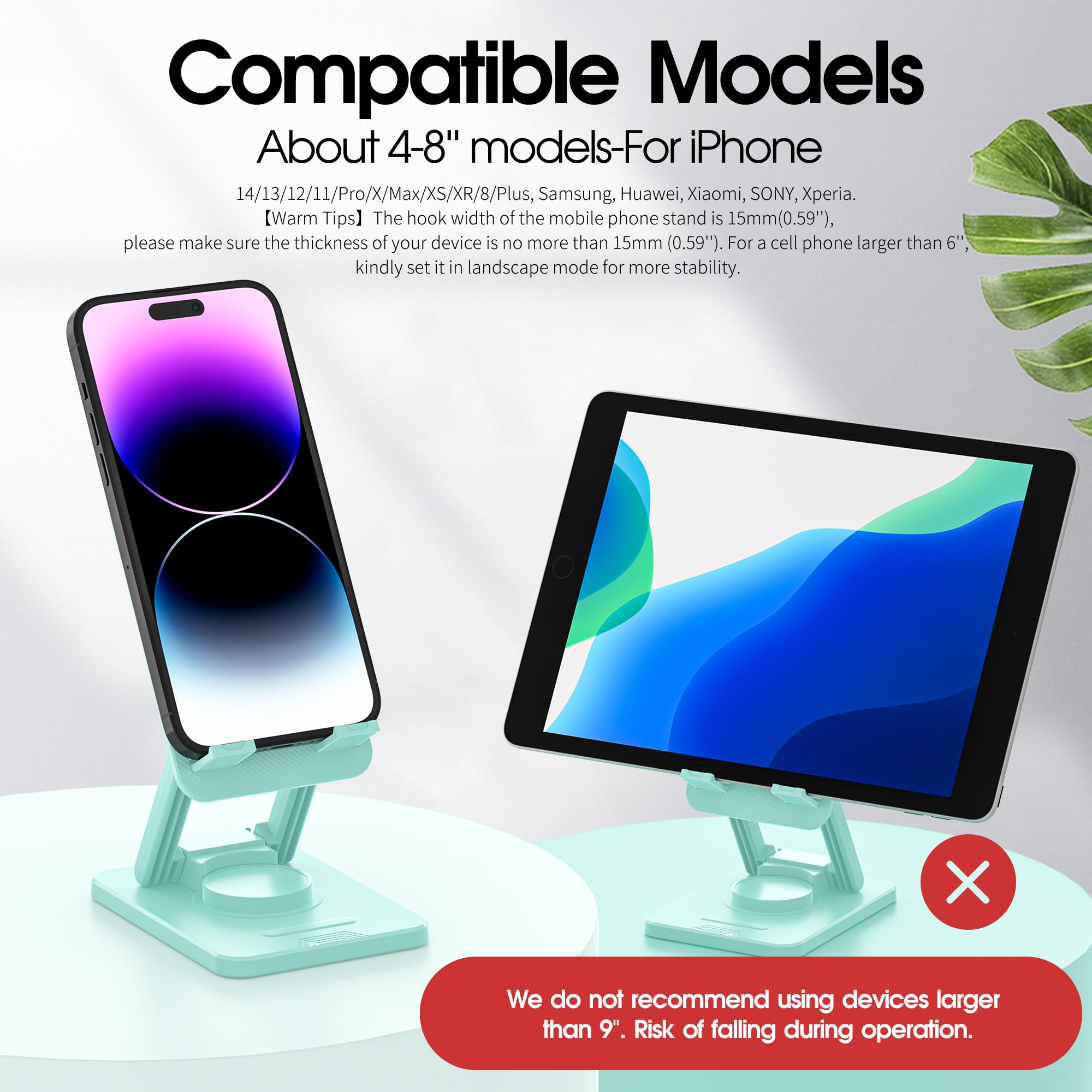 360° Rotating Phone Stand for Desk - Foldable & Portable for iPhone, Samsung (4-8