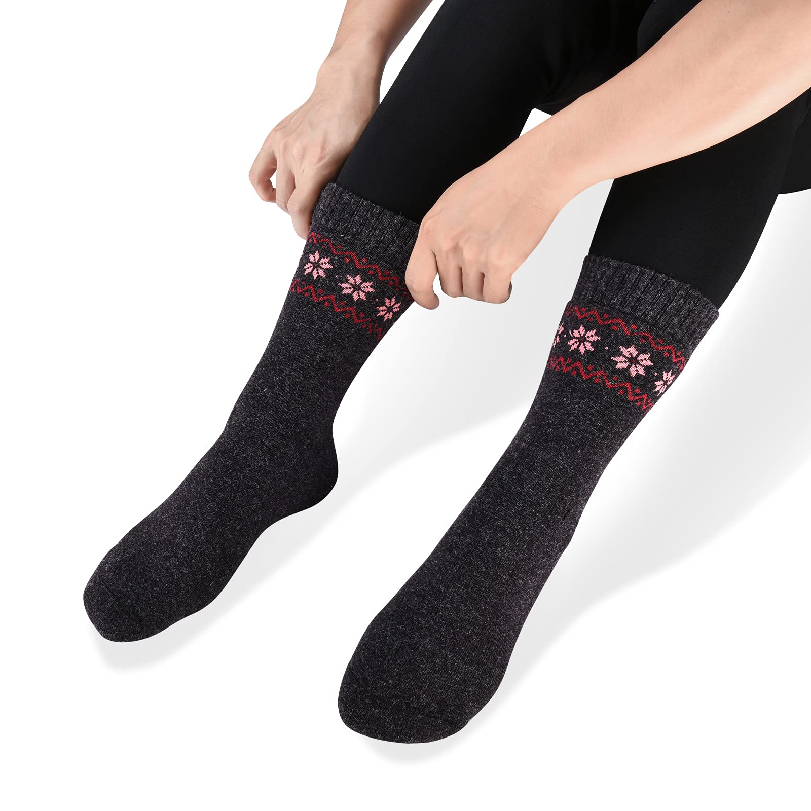 Women's Merino Wool Socks - 4 Pack Winter Hiking Socks for Outdoor Activities