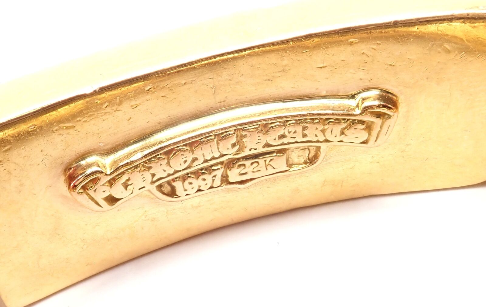 Authentic Chrome Hearts 22k Yellow Gold Diamond Heavy Link ID Bracelet for Men & Women - Luxury Vintage Jewelry Gift for Anniversary, Birthday & Special Occasions