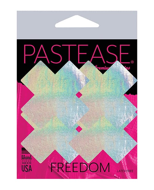Pastease Premium Petites Holographic Plus X Silver Oversized Earrings - 2 Pairs Set | Trendy Holographic Statement Earrings for Women, Perfect for Parties, Weddings & Everyday Wear