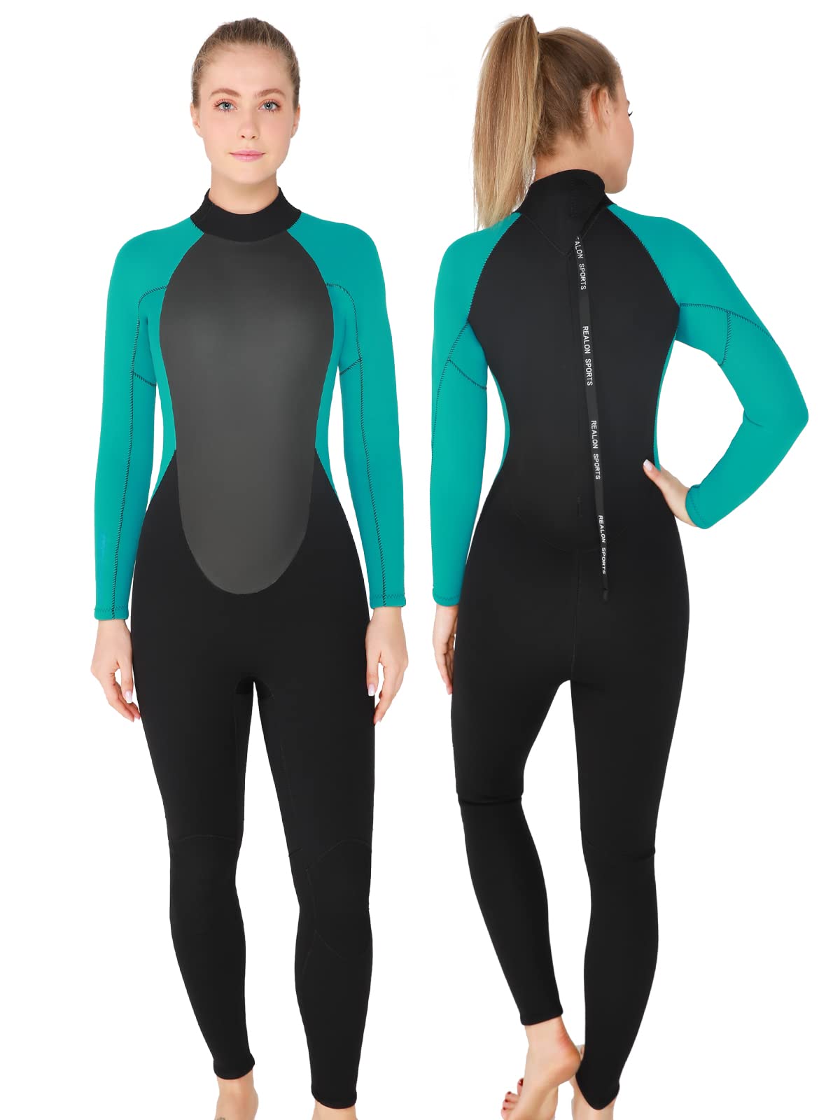 4/3mm Neoprene Full Wetsuit for Men & Women - Scuba Diving, Triathlon, Cold Water Swimming - Thermal Long Sleeve Swimsuit with Back Zipper - Perfect for Surfing, Snorkeling, and Water Sports