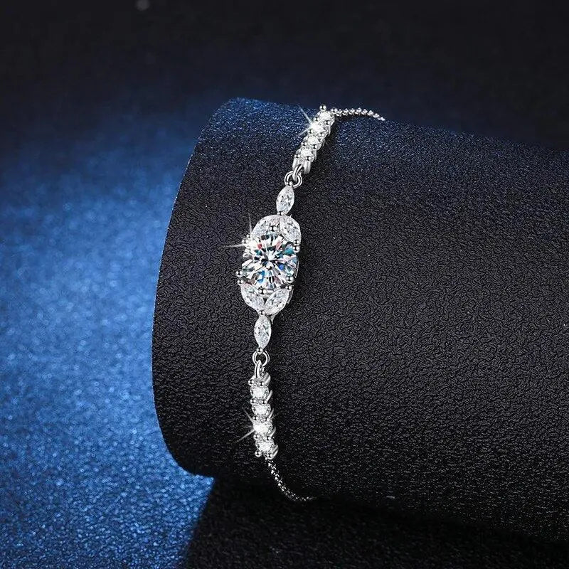 1CT GRA Certified Moissanite Bracelet for Women - 925 Sterling Silver Diamond Link Bracelet, Elegant Fine Jewelry Gift for Her - Perfect for Weddings, Anniversaries & Special Occasions