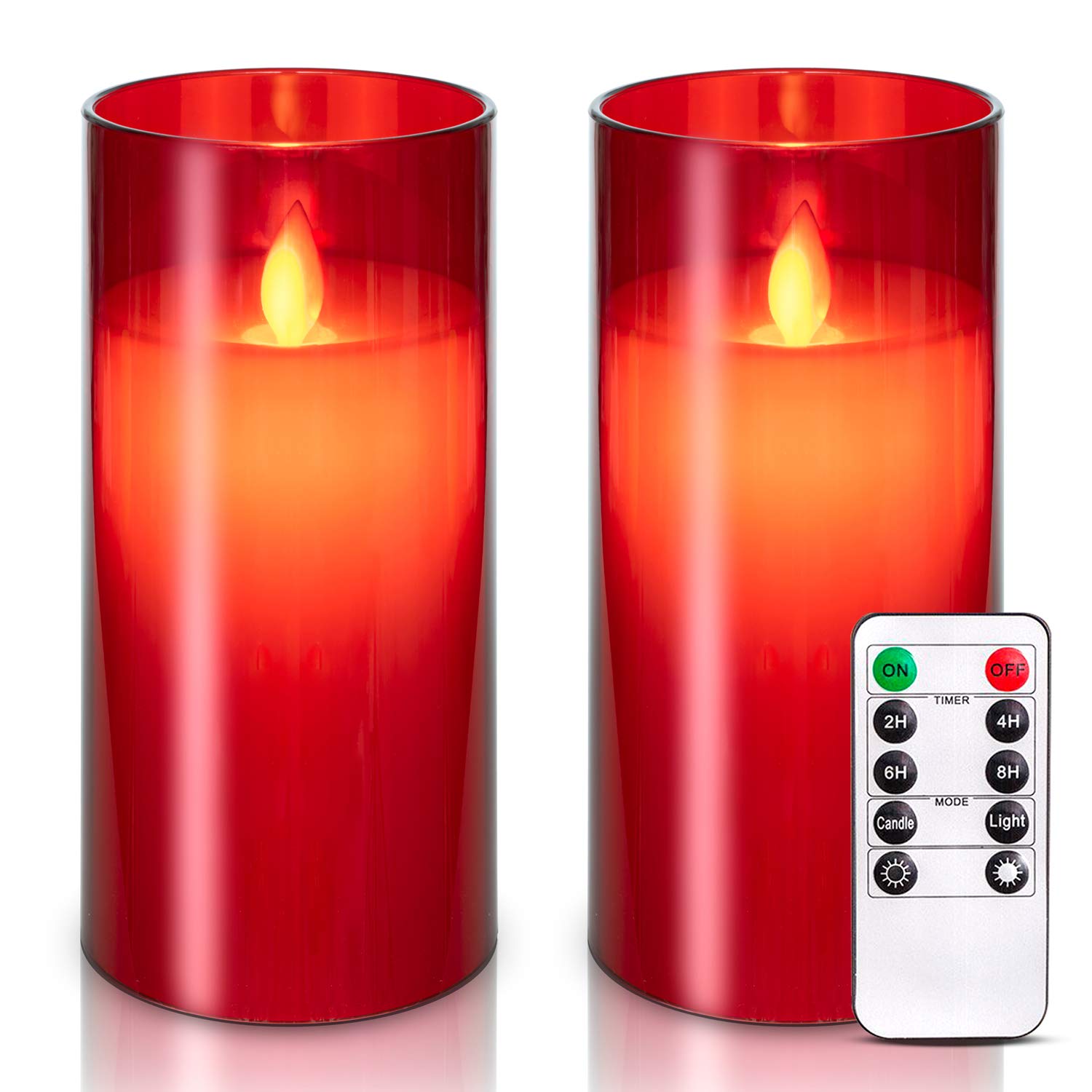 5-Pack 3x6 Inch Red Flickering Flameless LED Candles - Battery Operated Shatterproof Plexiglass Pillar Candles with Remote & Timer for Valentine's Day, Weddings, Home Decor & Romantic Ambiance