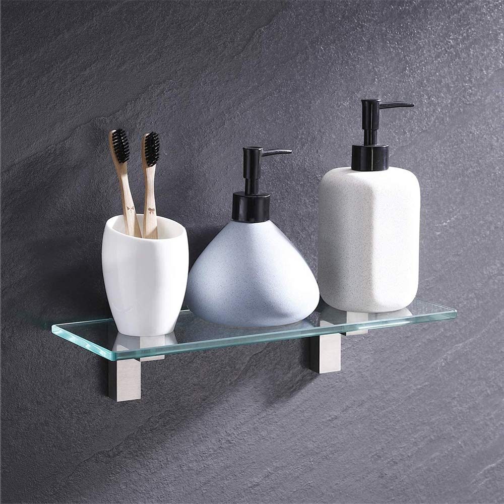 Heavy Duty Solid Metal Adjustable Shelf Bracket - Brushed Nickel Wall Mount for Wood/Glass Shelves (2 Pack) - Perfect for Kitchen, Bathroom, Garage & Home Organization