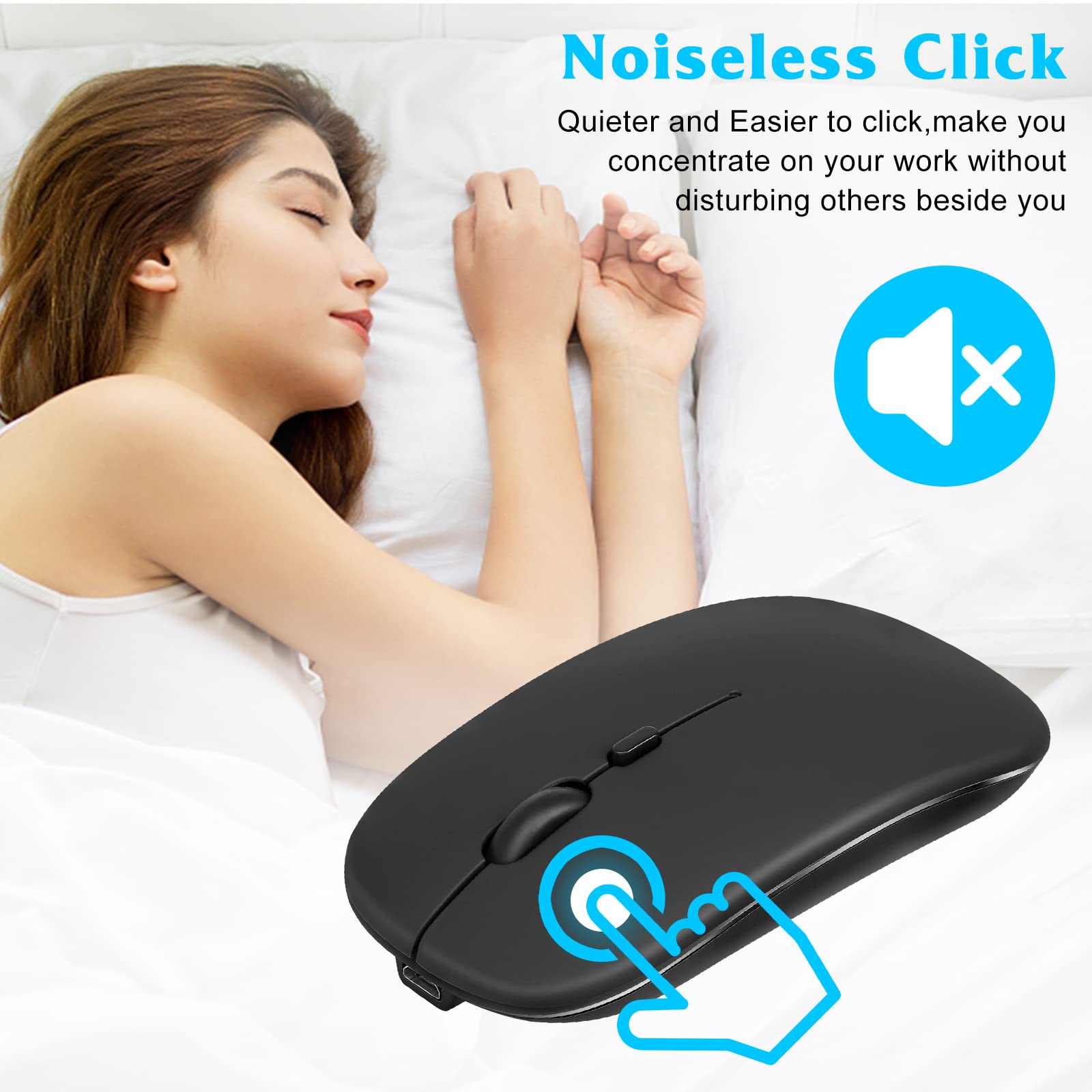 UrbanX Bluetooth Rechargeable Wireless Mouse for Lenovo ThinkPad 20S6001WUS - Compatible with Laptop, PC, Mac, iPad Pro, Tablet, Android - Onyx Black - Ideal for Office, Home, and Travel Use