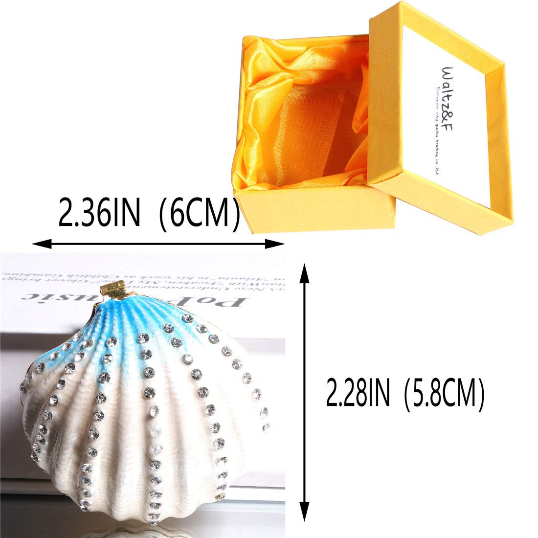Elegant Waltz&F Seashell Ring Holder & Jewelry Trinket Box - Perfect for Bathroom Vanity, Dresser Organizer & Gift for Women