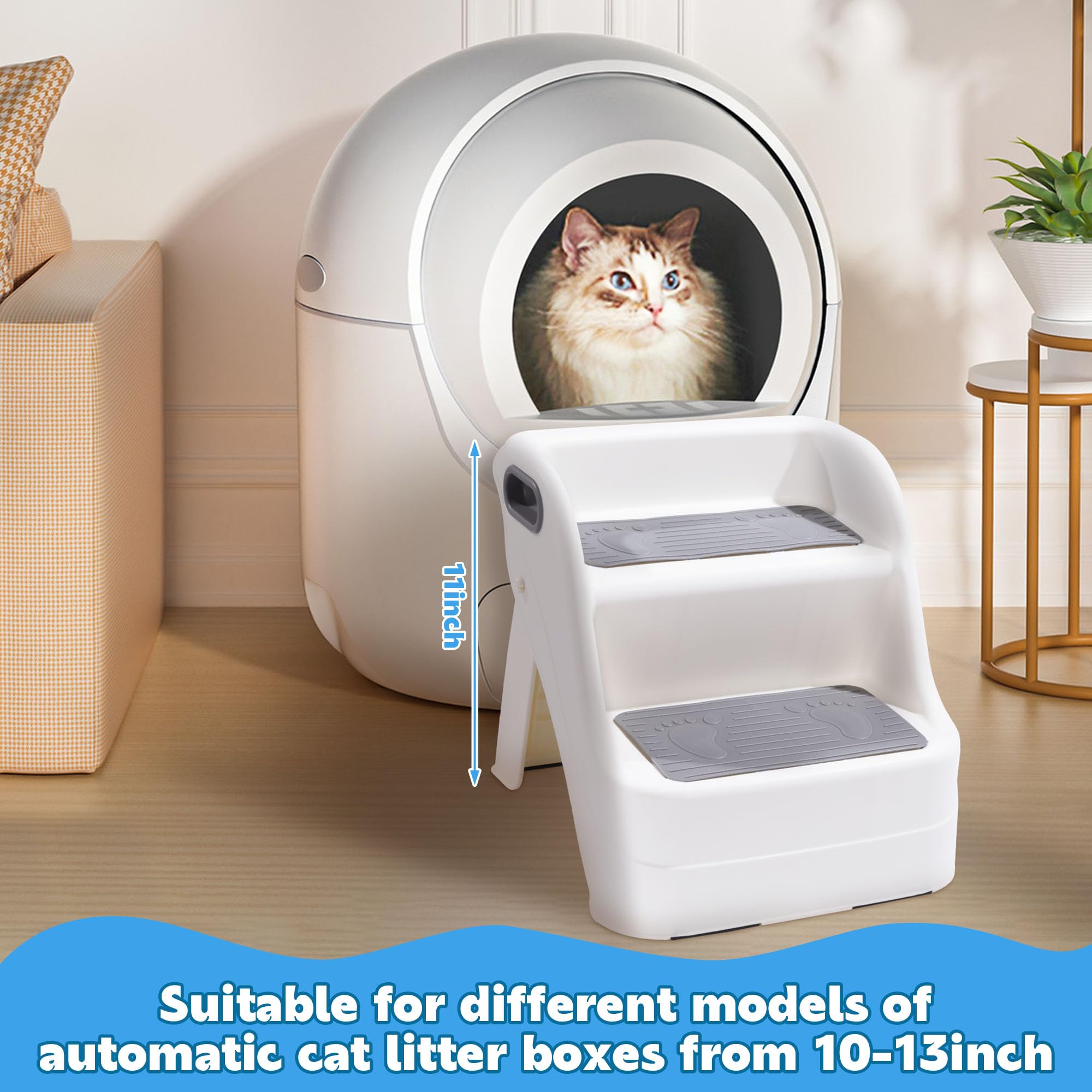 BALAPET Cat Ramp for Litter Box - Non-Slip Rubber Feet, Custom Fit for Automatic Cat Litter Boxes, Perfect for Small & Elderly Cats - Ideal for Easy Access to Litter Box in Homes & Apartments