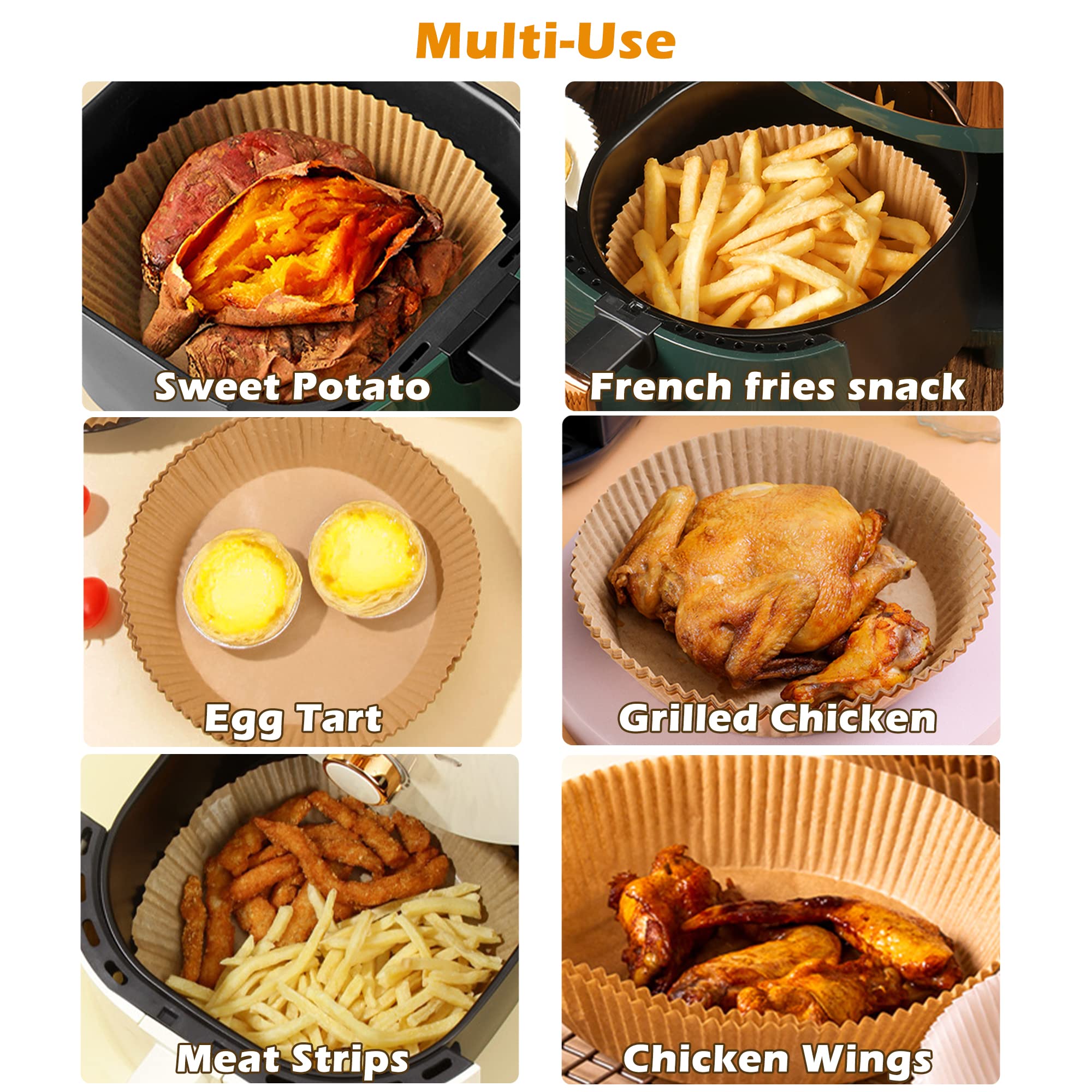200PCS Non-Stick Perforated Parchment Paper Air Fryer Liners - Round Disposable Baking Sheets for Air Fryer, Oven, Microwave - Perfect for Roasting, Baking & Reheating Food