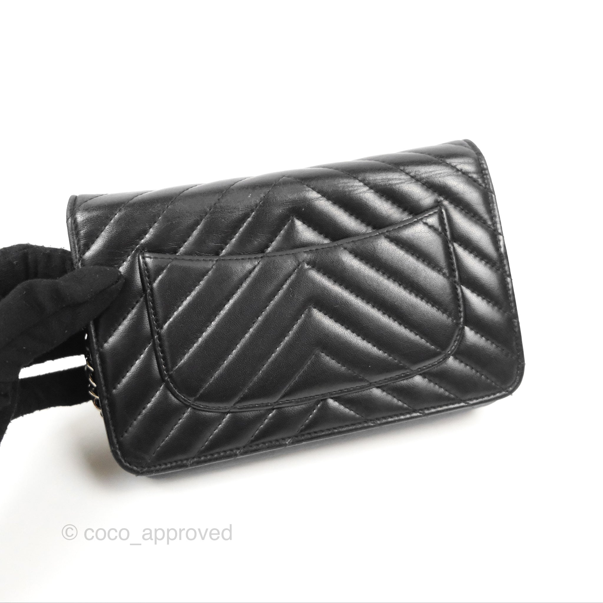 Chanel Classic Chevron Wallet on Chain WOC - Black Lambskin Leather with Silver Hardware | Crossbody Bag for Women, Perfect for Evening Events & Daily Use