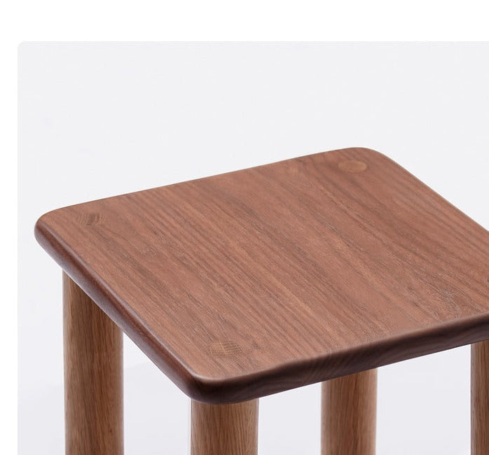 Solid Oak & Black Walnut Kids Small Stool - Durable Wooden Step Stool for Children - Perfect for Bathroom, Kitchen, and Playroom Use