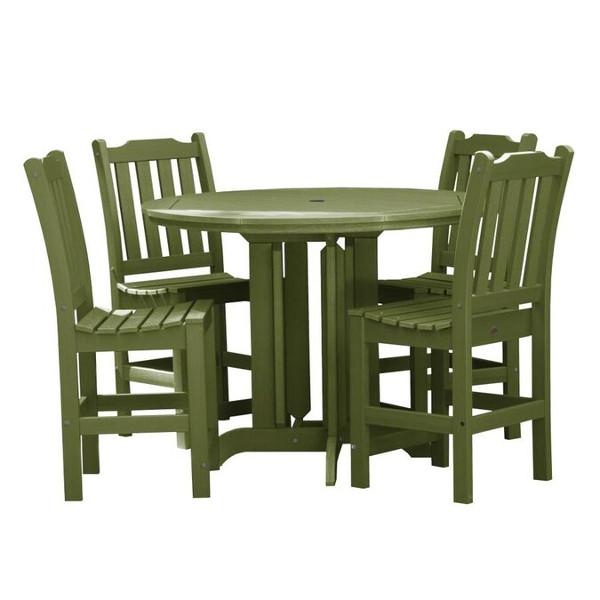 Lehigh 5-Piece Round Counter Height Recycled Plastic Outdoor Dining Set - Patio, Deck, Garden, or Backyard Furniture for Casual Entertaining