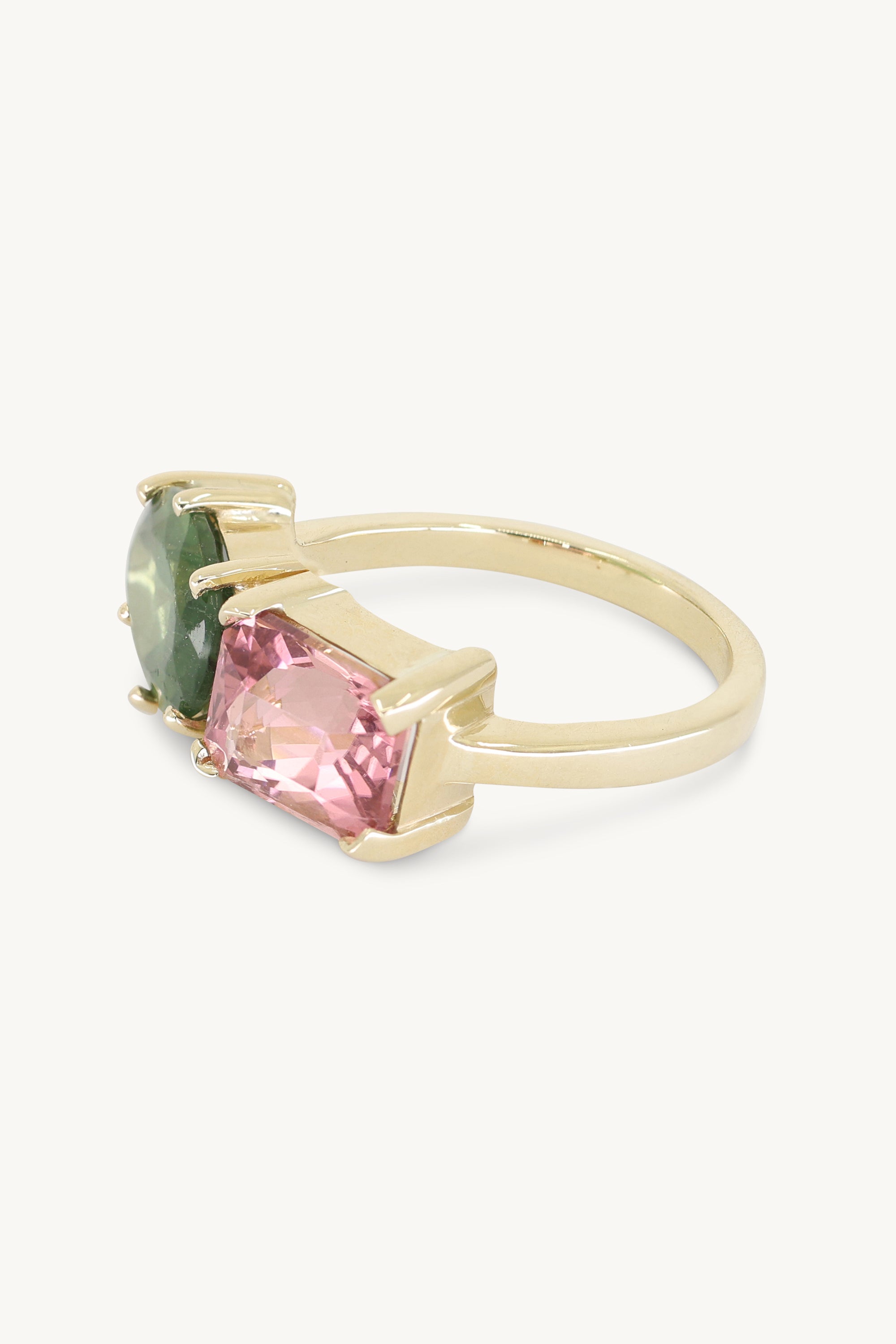 14K Yellow Gold Twin Cluster Ring for Women - Elegant Stackable Band for Engagement, Anniversary & Everyday Wear