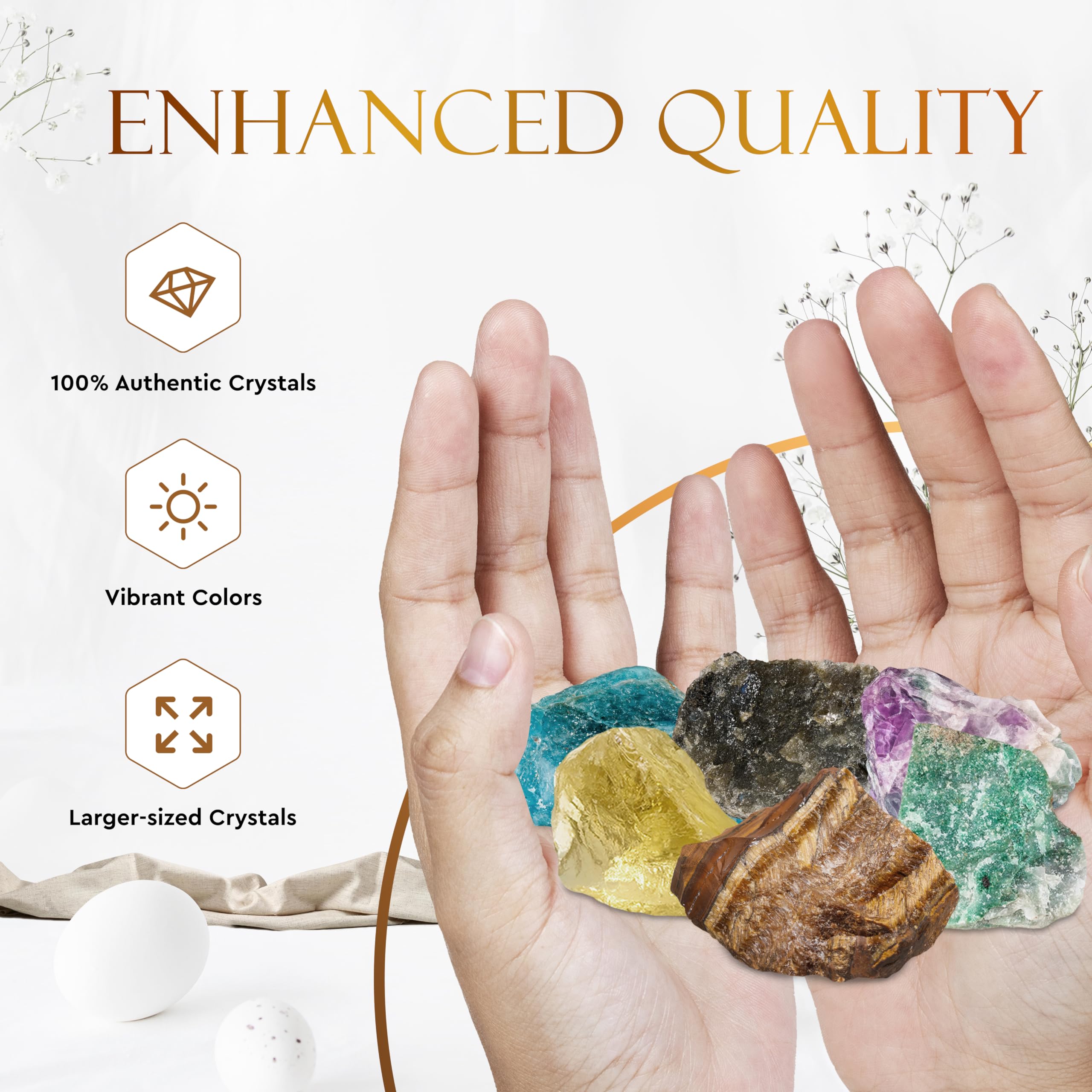 Wyspell Gemini Crystal Set - 6 Raw Natural Healing Stones for Zodiac Gifts, Birthday Presents & Spiritual Healing - Perfect for Meditation, Reiki Energy Work & Astrology Enthusiasts