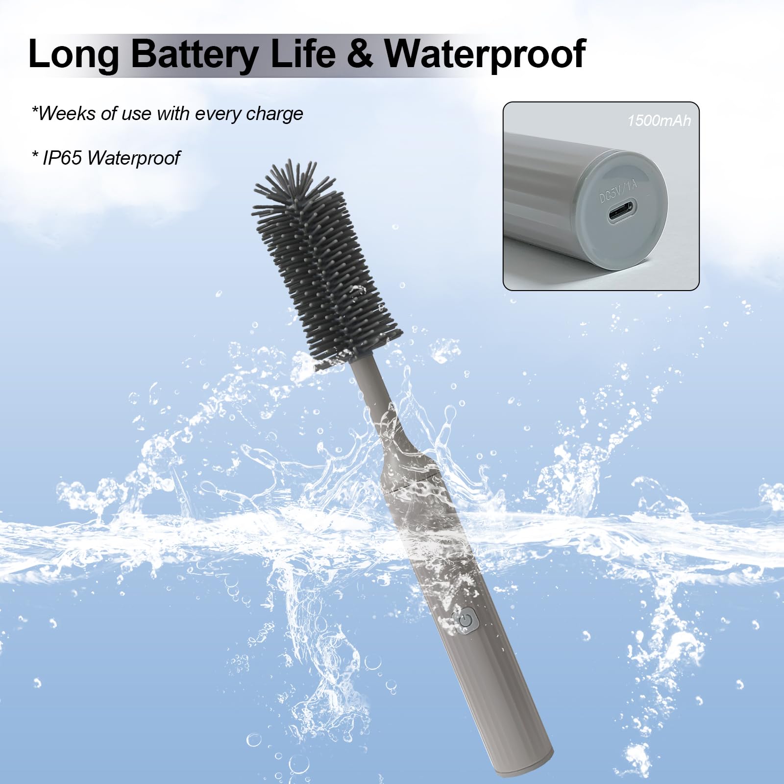 Electric Baby Bottle Brush Cleaner Set - Rechargeable Automatic Cleaning Kit with Silicone Brush, Nipple/Gap/Straw Cleaner for Baby Bottles, Water Bottles & Sippy Cups | Perfect for Newborns, Travel & Daily Use