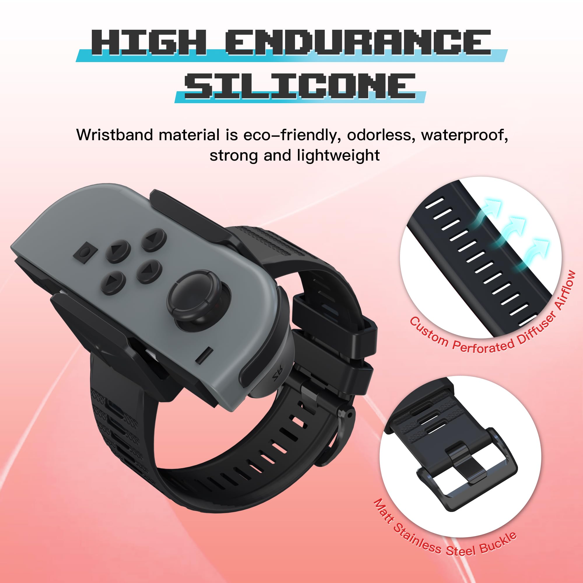 Narati Adjustable Silicone Wrist Straps for Nintendo Switch & OLED Model - Joy-Con Compatible Wristbands for Just Dance 2021-2025 - 2 Pack for Adults & Kids - Perfect for Dance Games, Fitness Tracking & Motion Control Gaming