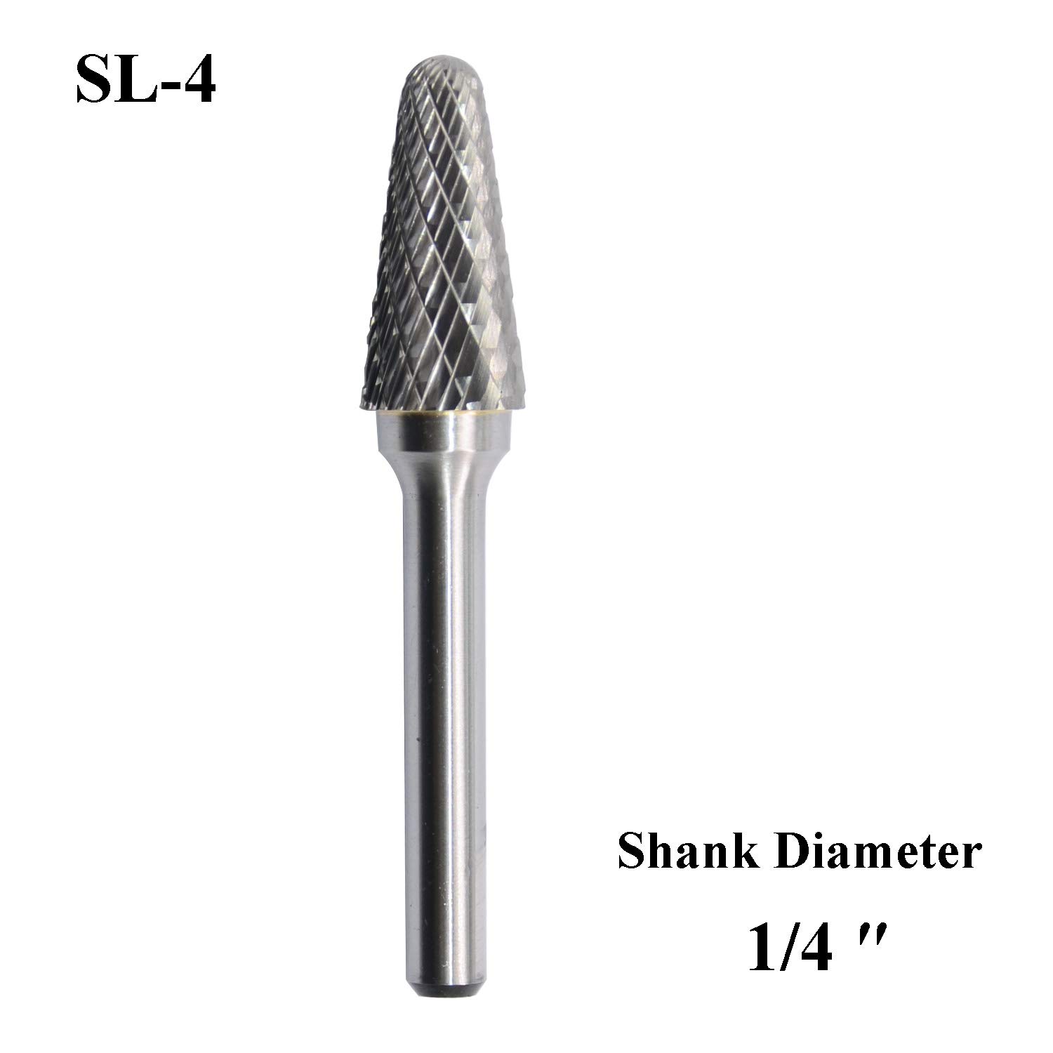 Premium Tungsten Carbide Burr Rotary File - Taper Shape with Radius End, Double Cut, 1/4