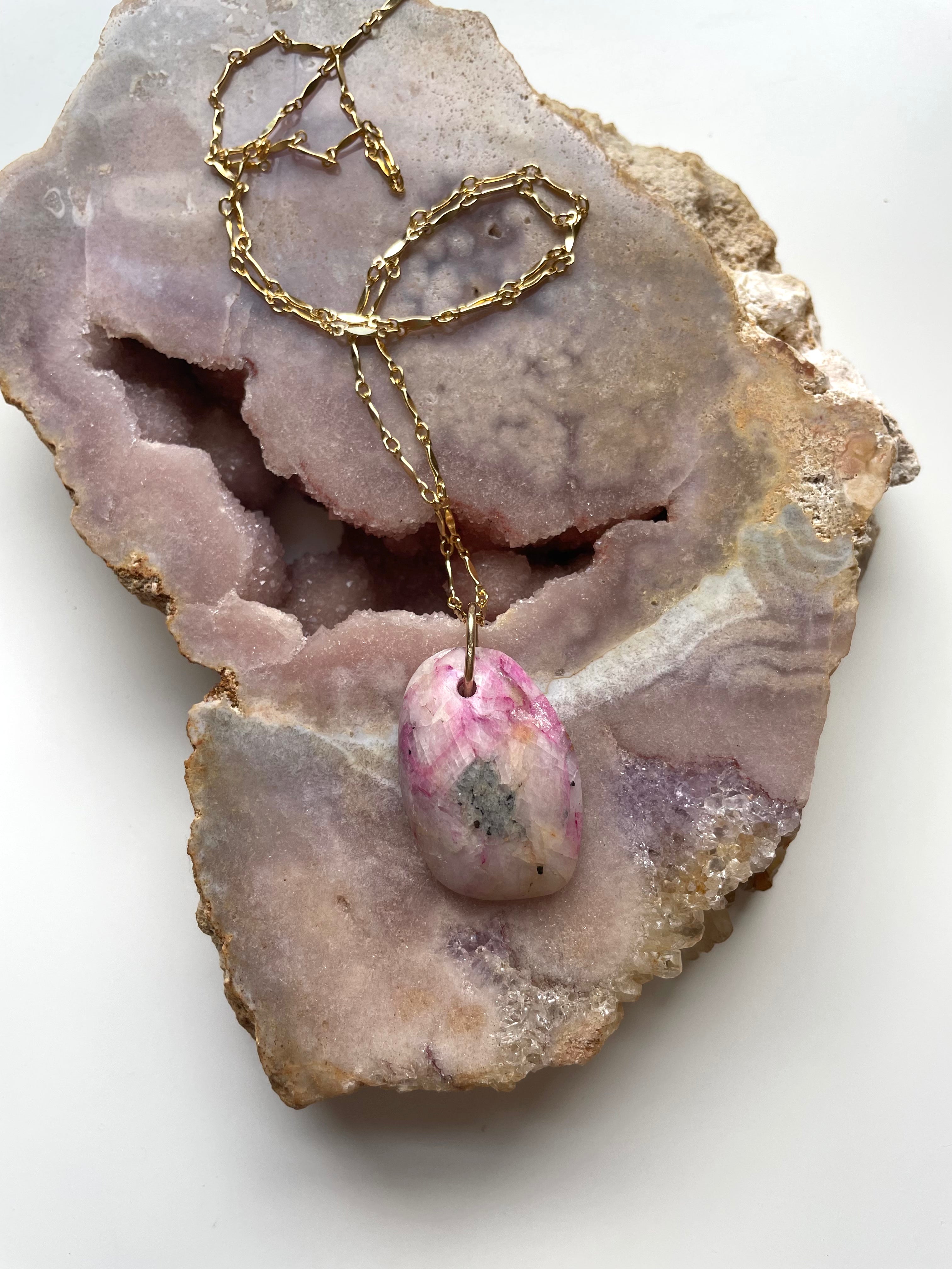 Pink Cobalto Calcite Statement Necklace - Handmade Gemstone Jewelry for Women, Boho Chic Necklace for Party, Wedding & Special Occasions