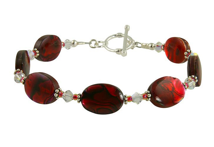 Handmade Ruby and Mother of Pearl Bracelet for Women - Elegant Jewelry Gift for Birthday, Anniversary, Wedding & Special Occasions