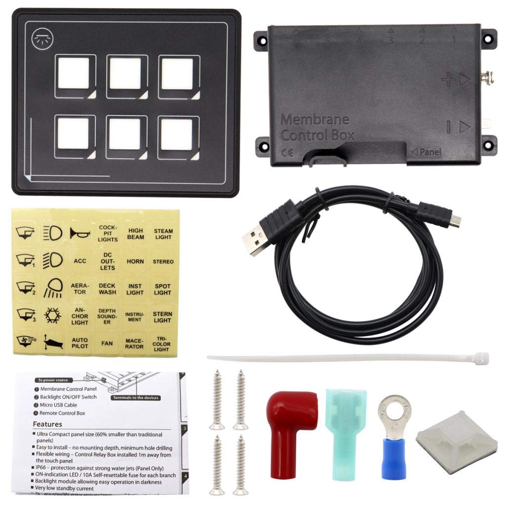 Universal Switch Panel with ON/Off Backlight Control, Micro USB Cable & Remote Control Box - Perfect for Home Automation, RV, Marine & DIY Electrical Projects