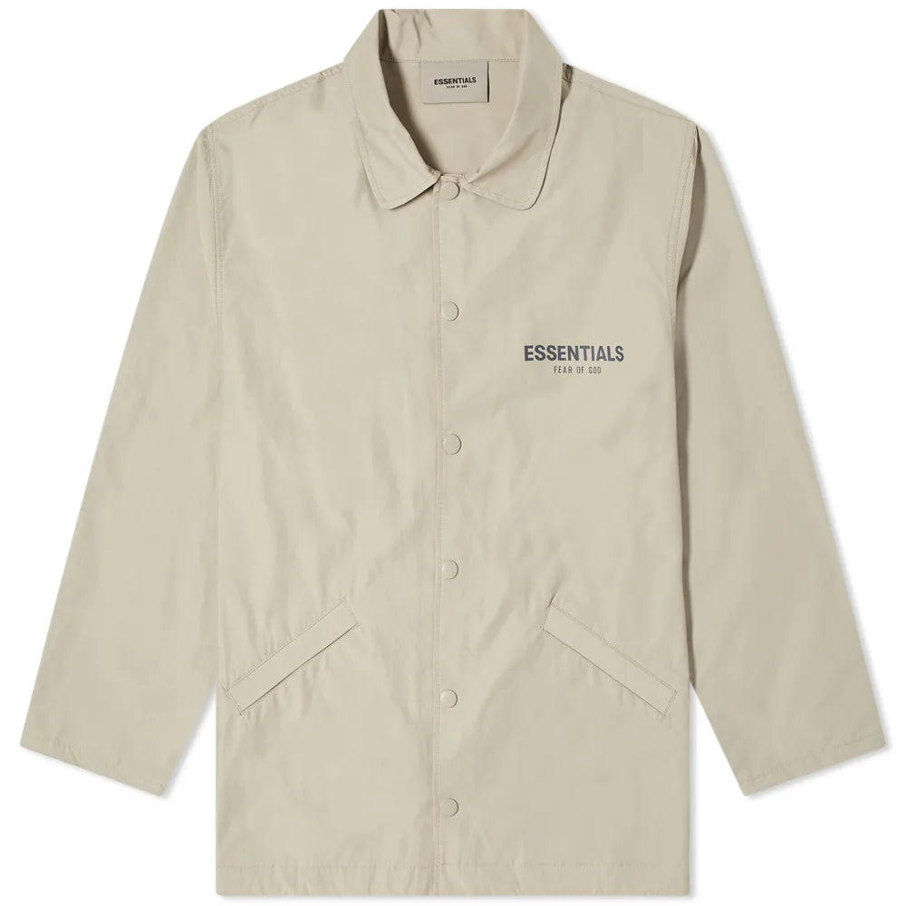 Fear of God Essentials Coach Jacket in Sage Green - Stylish Lightweight Outerwear for Men | Perfect for Casual Wear, Street Style & Layering