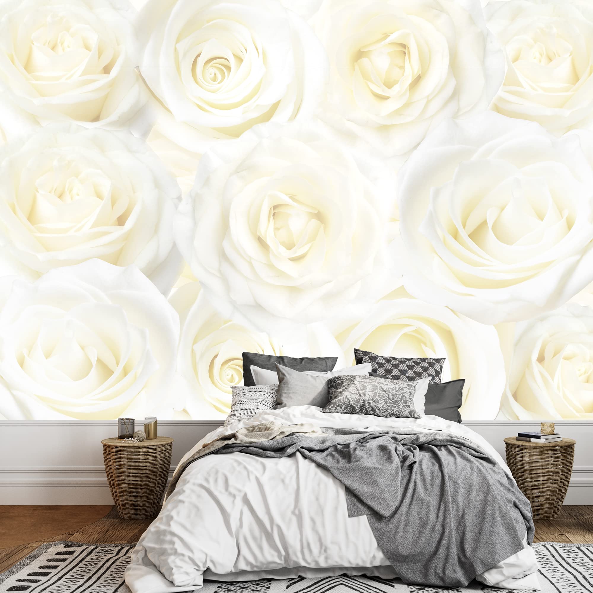 Wall26 - Creamy Soft Rose Pattern Pastel Wall Mural - Removable Peel and Stick Wallpaper - Home Decor for Bedroom, Living Room, Nursery - 66x96 Inches - Easy DIY Installation for Stylish Interior Design