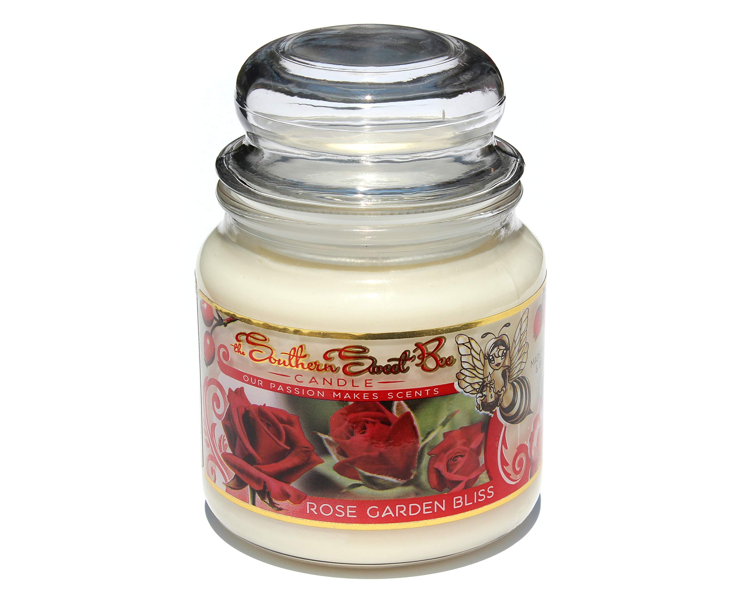 Southern Sweet Bee & Rose Garden Bliss Scented Candle - Handmade Soy Wax Aromatherapy Candles for Relaxation, Romantic Dinner & Home Decor