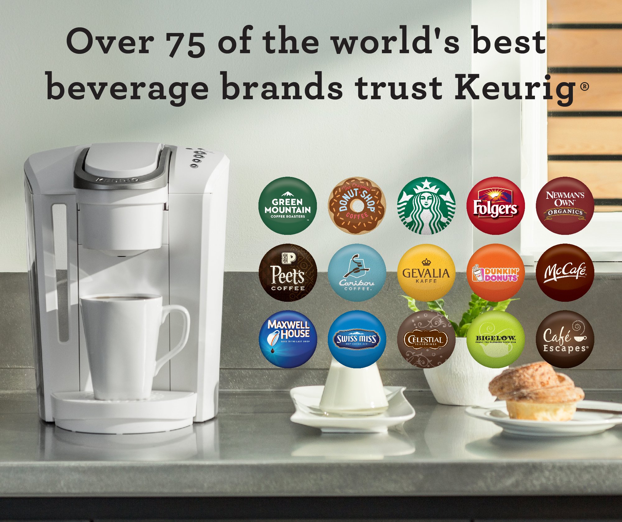 Keurig K-Select Single-Serve K-Cup Pod Coffee Maker for Home & Office - Compact & Fast Brewing, Matte White Finish - Perfect for Morning Coffee, Small Kitchens & Workspaces
