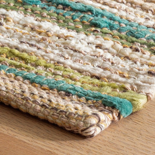 Francisco Green Handwoven Cotton Rug - Eco-Friendly & Durable Area Rug for Living Room, Bedroom, or Nursery | Soft & Stylish Home Decor