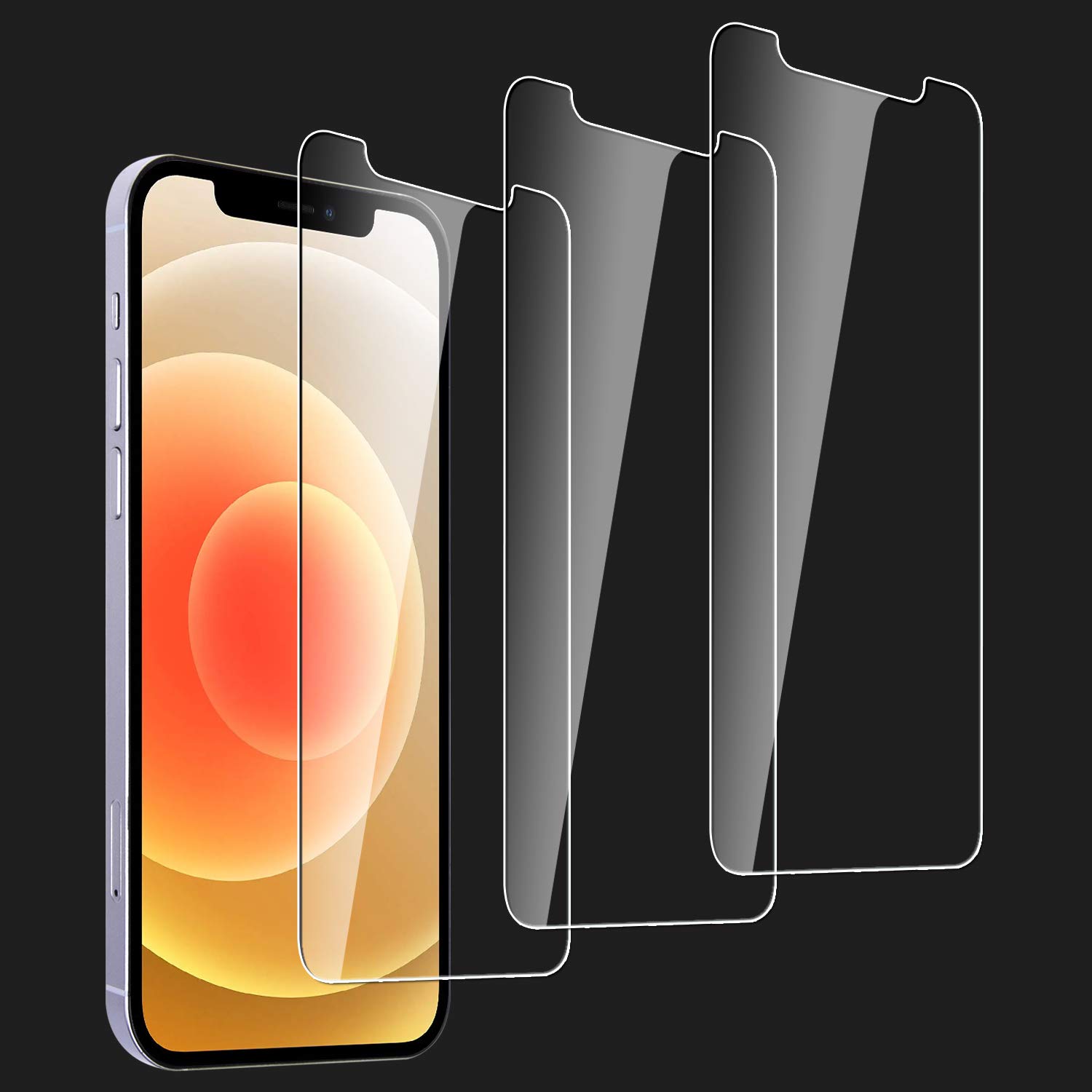Wisdompro 3 Pack Tempered Glass Screen Protector and 3 Pack Camera Lens Protector for iPhone 12 (6.1 inch) - HD Clear, Anti-Scratch, Bubble-Free - Perfect for Daily Use, Travel, and Outdoor Activities