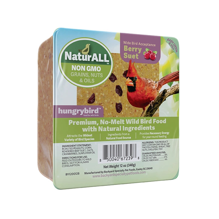 NaturAll Non-GMO Berry Suet Cakes - 12 Pack | High Energy Bird Food for Wild Birds | Perfect for Backyard Feeders & Bird Watching