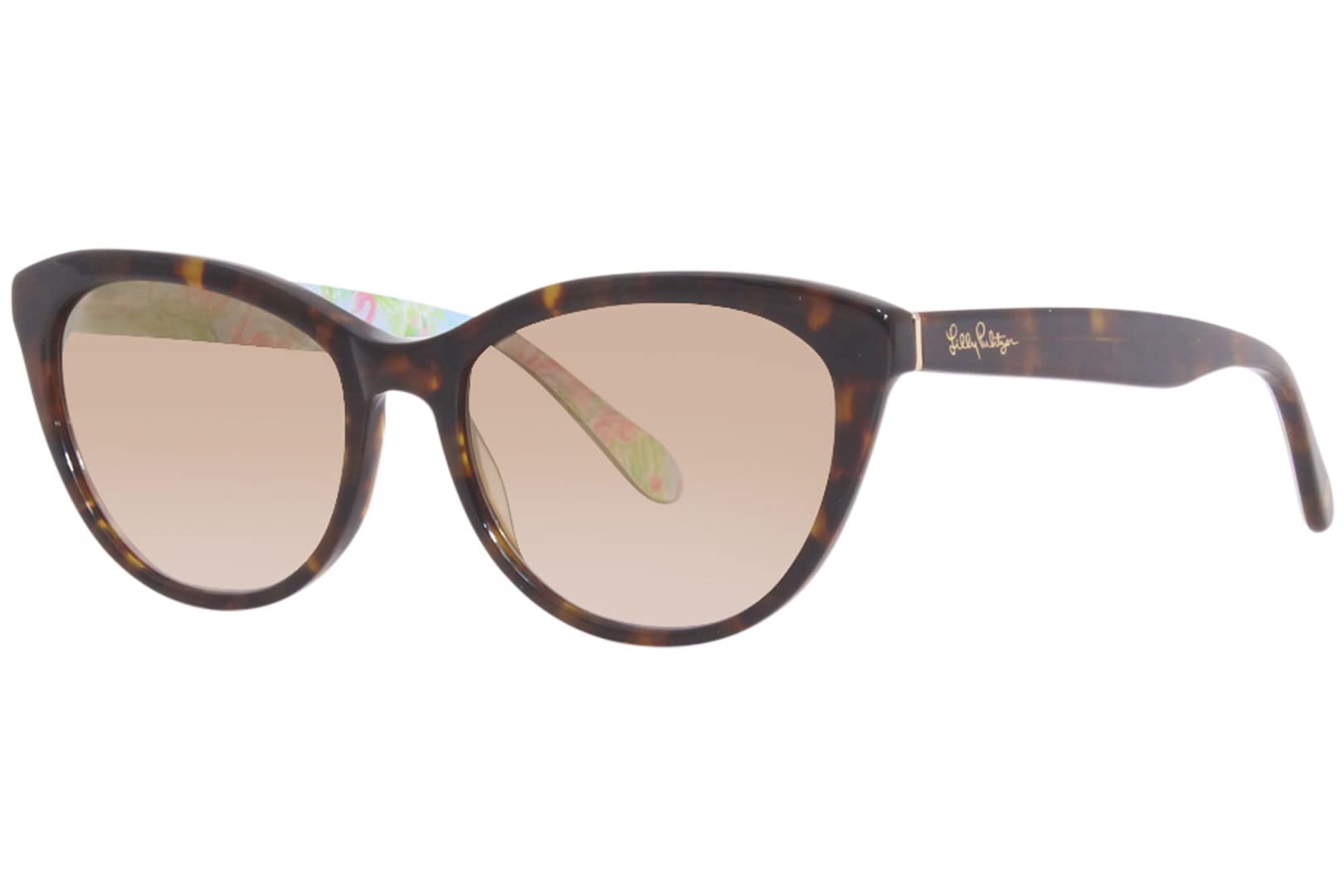 Lilly Pulitzer Havana Tortoise Plastic Cat-Eye Sunglasses with Gold Mirror Lens - Stylish UV Protection for Beach, Pool & Summer Outfits