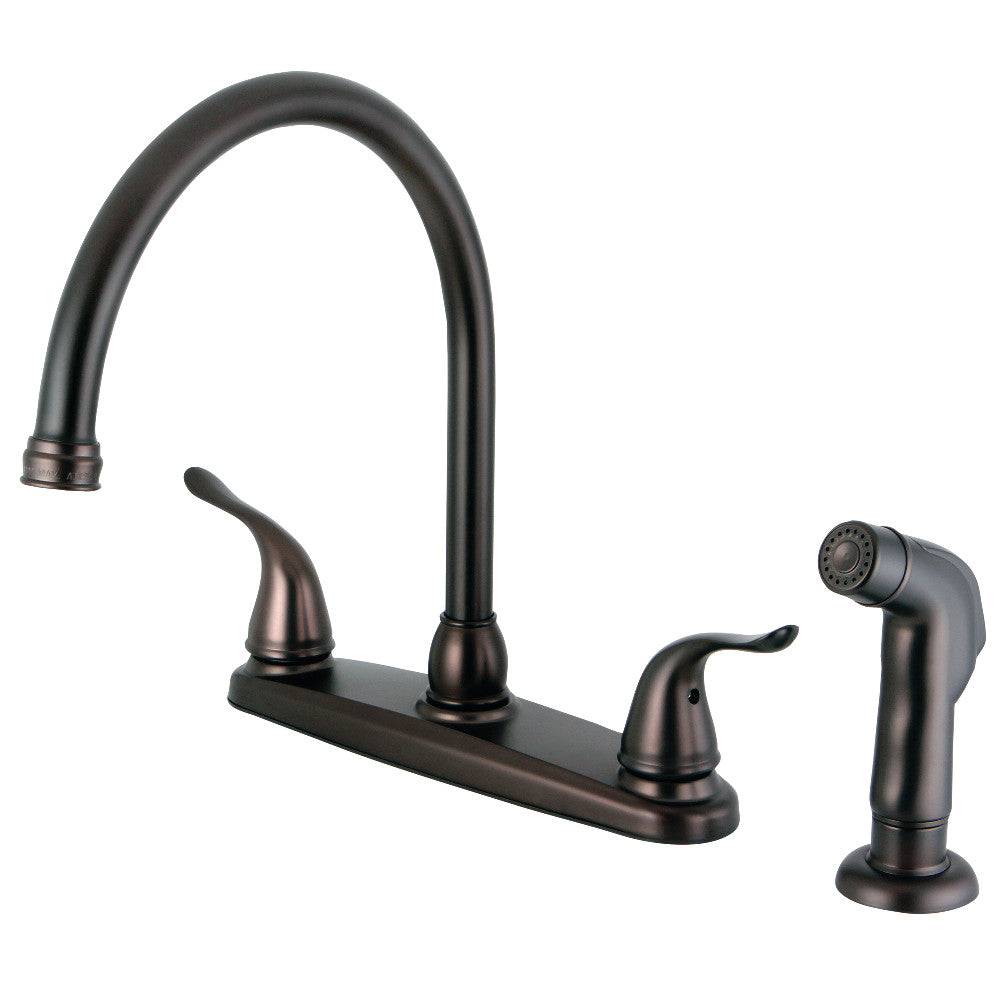 Kingston Brass FB2798YLSP Yosemite 8 Inch Centerset Kitchen Faucet with Pull Down Sprayer - Perfect for Modern Farmhouse & Rustic Style Kitchens