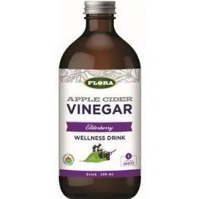 Organic Flora Apple Cider Vinegar with Elderberry - 500mL Immune Support Supplement for Daily Wellness & Detox | Perfect for Morning Tonics, Salad Dressings & Healthy Drinks