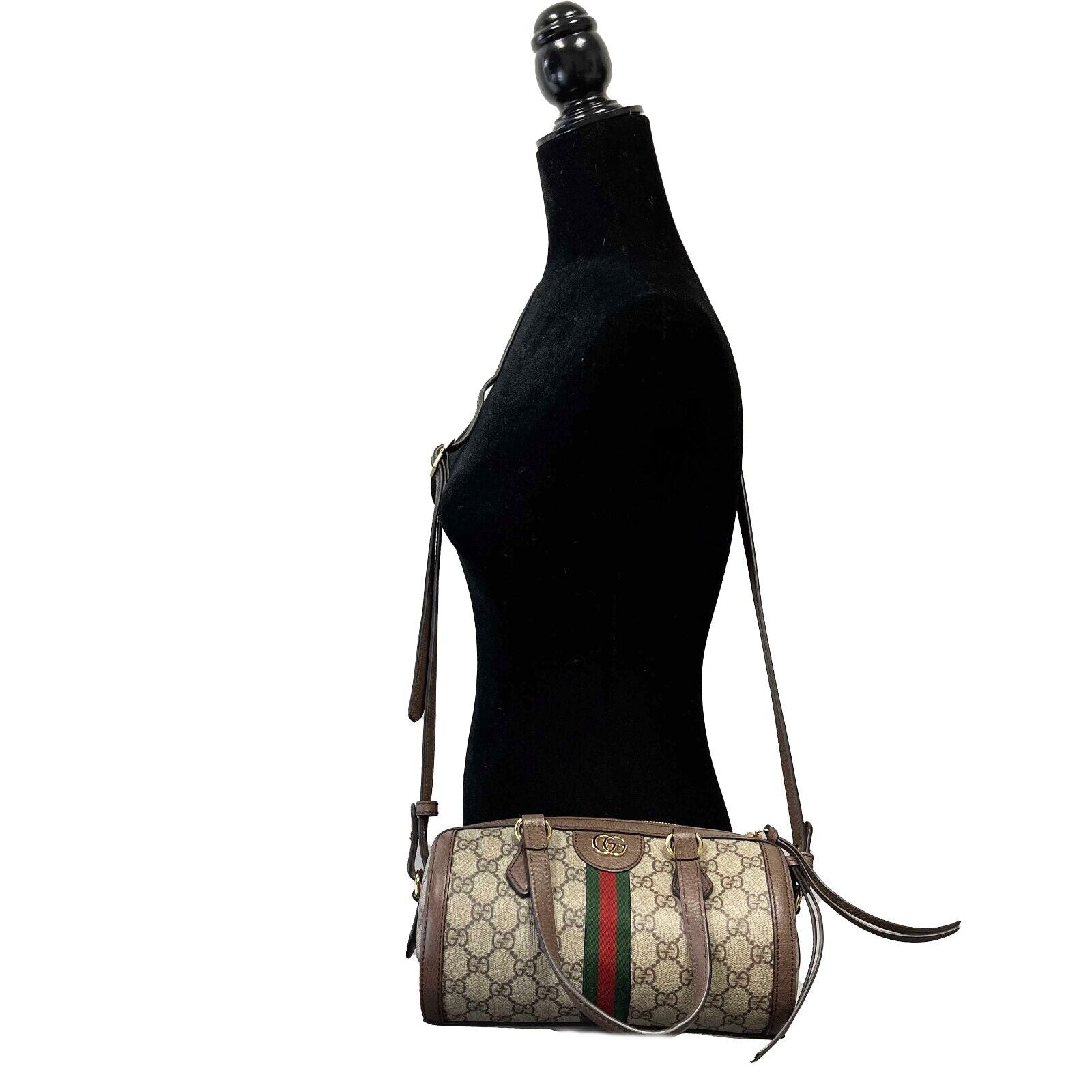 Gucci GG Supreme Monogram Web Small Ophidia Boston Bag - Top Handle & Crossbody Purse for Women | Luxury Designer Handbag for Work, Travel & Everyday Use