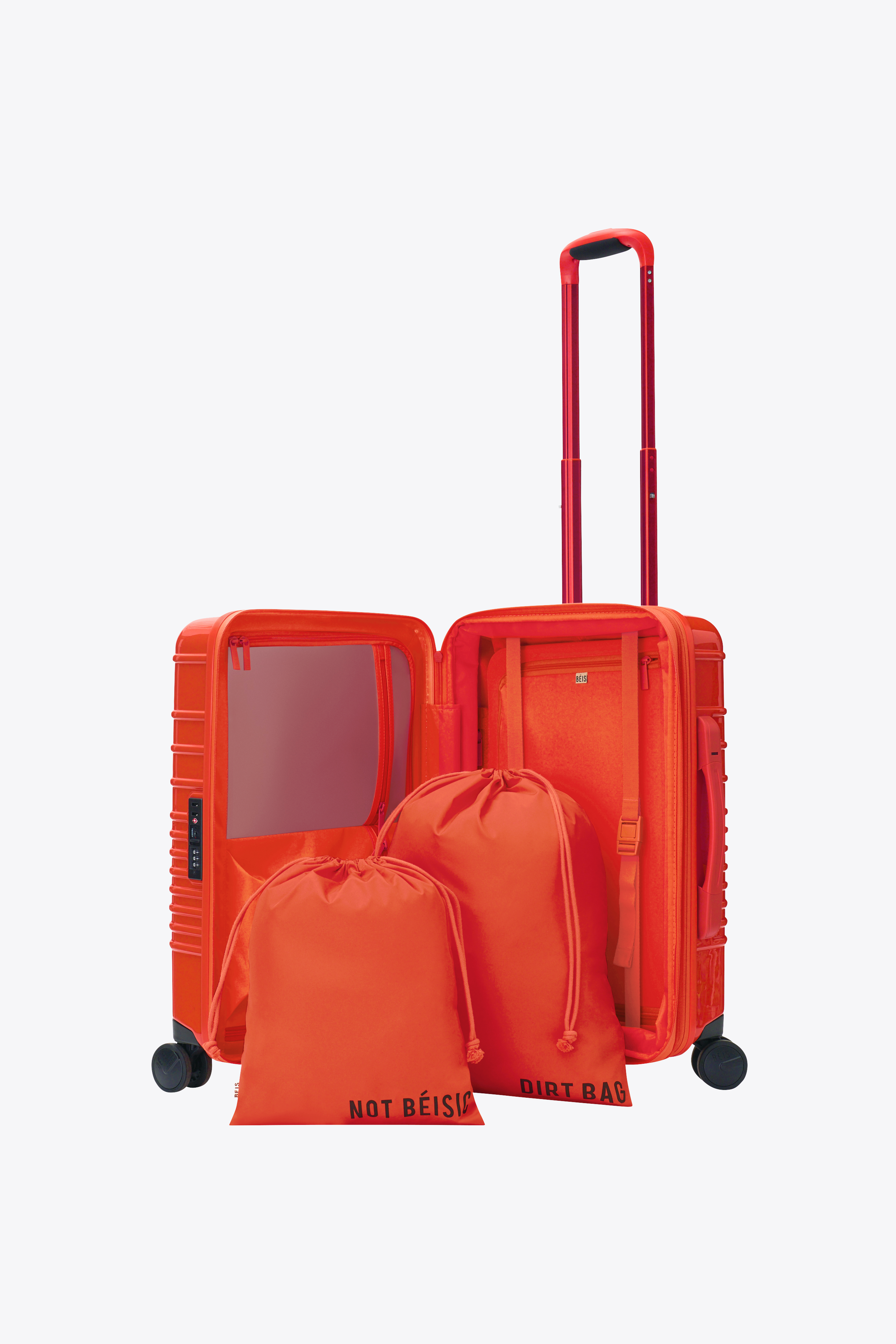 Premium Glossy Flame Carry-On Roller Luggage - Lightweight Spinner Suitcase for Air Travel, Business Trips & Weekend Getaways
