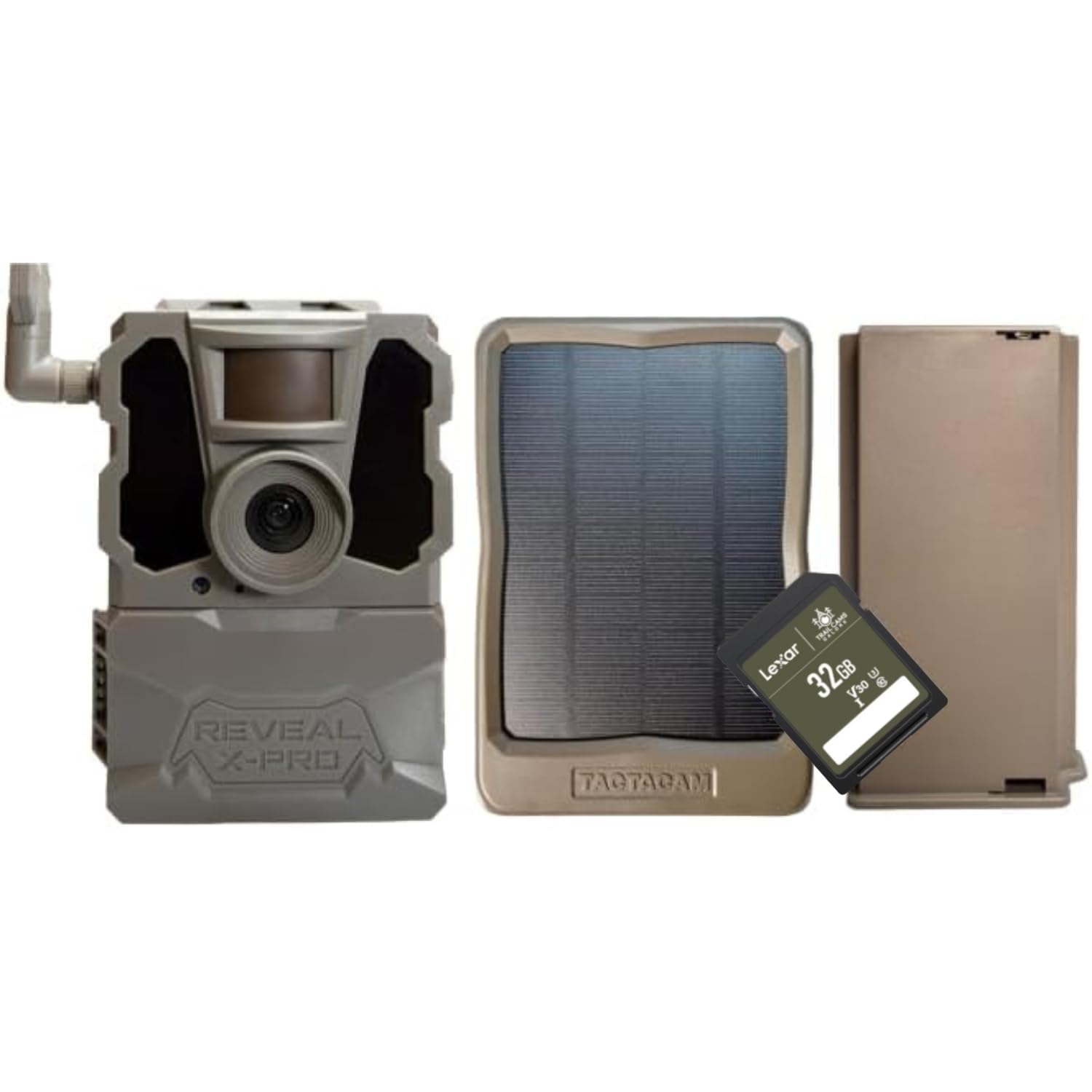 TACTACAM Reveal X PRO Cellular Trail Camera for Verizon & AT&T - No Glow, GPS Tracking, LCD Screen, HD Photos & Videos - Includes Solar Panel, Lipo Battery & 32GB SD Card - Perfect for Wildlife Monitoring, Hunting & Outdoor Security