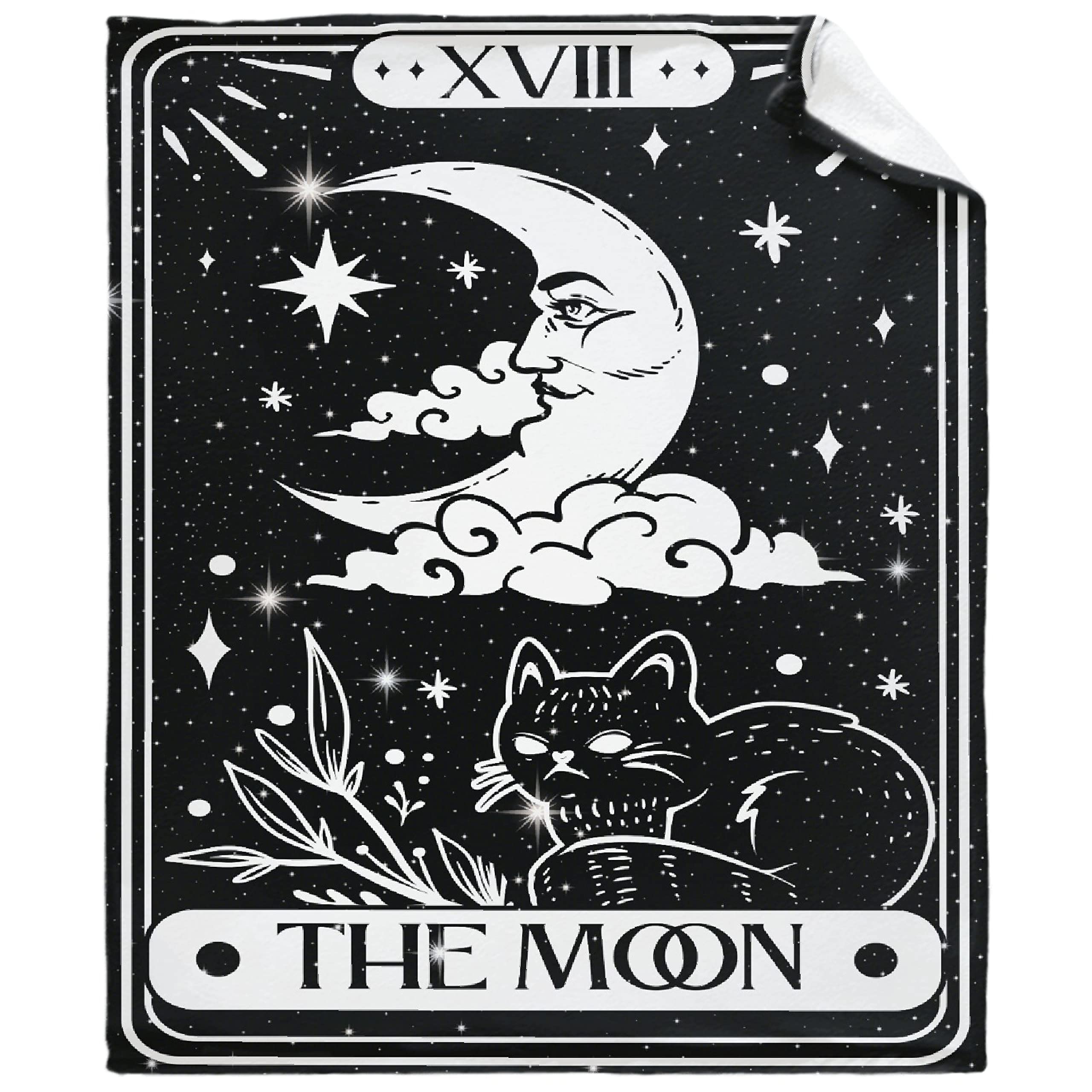 Celestial Astrology Constellation Tarot Boho Hippie Sun Moon Star Cat Blanket - Wiccan Psychedelic Flannel Throw - Lightweight Soft 90x120 Inch Blanket for Bed, Couch, Picnic & Family Gatherings
