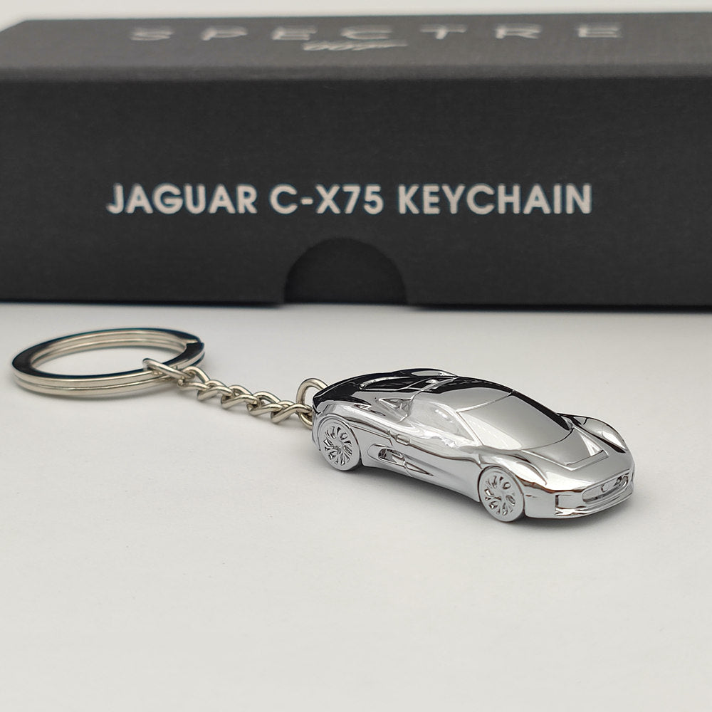 James Bond Spectre 007 Jaguar C-X75 Diecast Silver Keychain Keyring - Brand New Collectible Car Model Gift for Fans (Ships from USA) - Perfect for Movie Memorabilia Collectors, Car Enthusiasts & 007 Fans