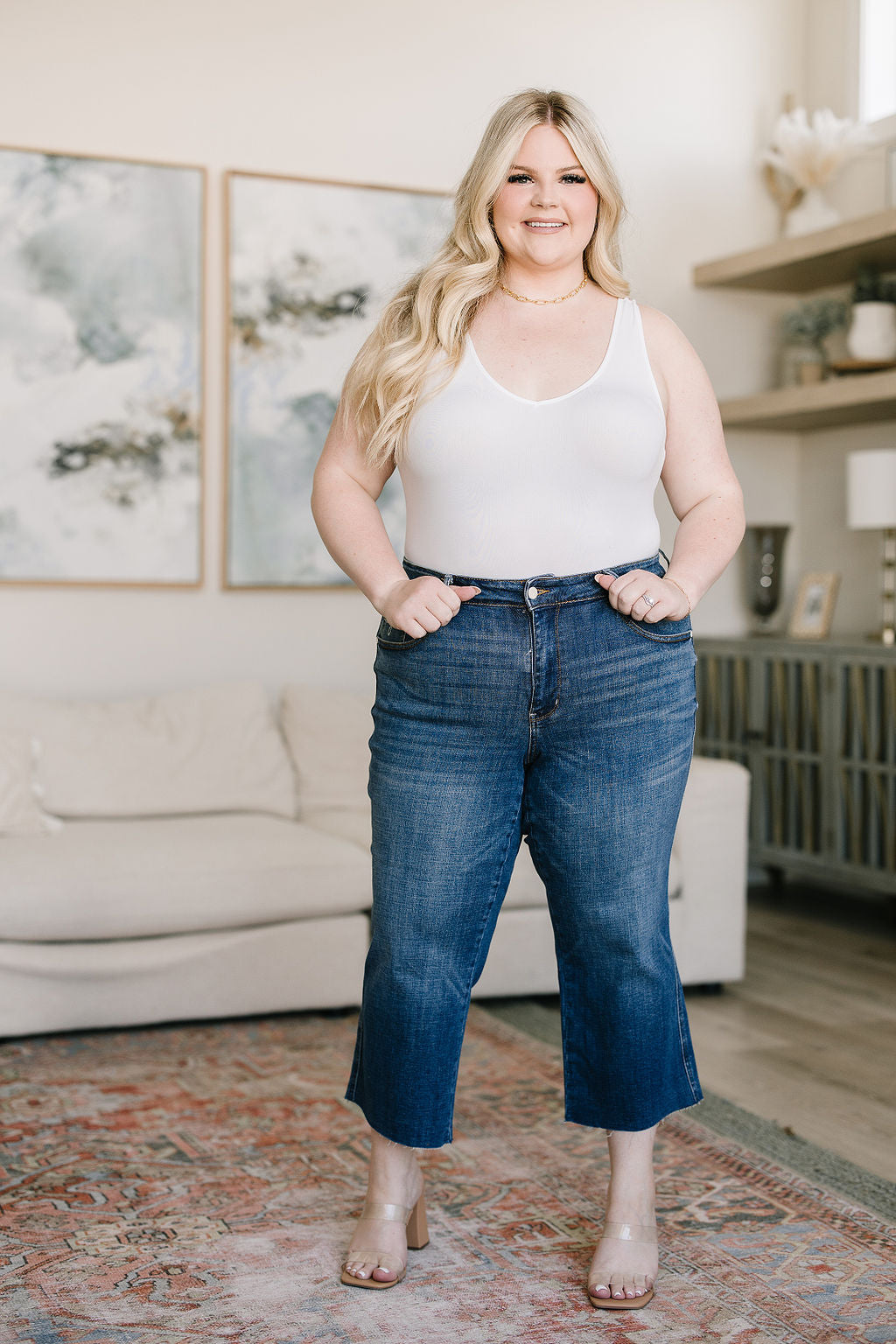 Hayes High Rise Wide Leg Crop Jeans for Women - Comfortable Stretch Denim Pants for Casual Outfits, Workwear & Street Style Fashion