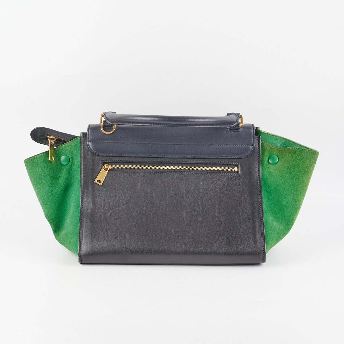 Celine Trapeze Handbag in Green & Black | Luxury Leather Crossbody Bag for Women | Perfect for Work, Travel & Evening Events